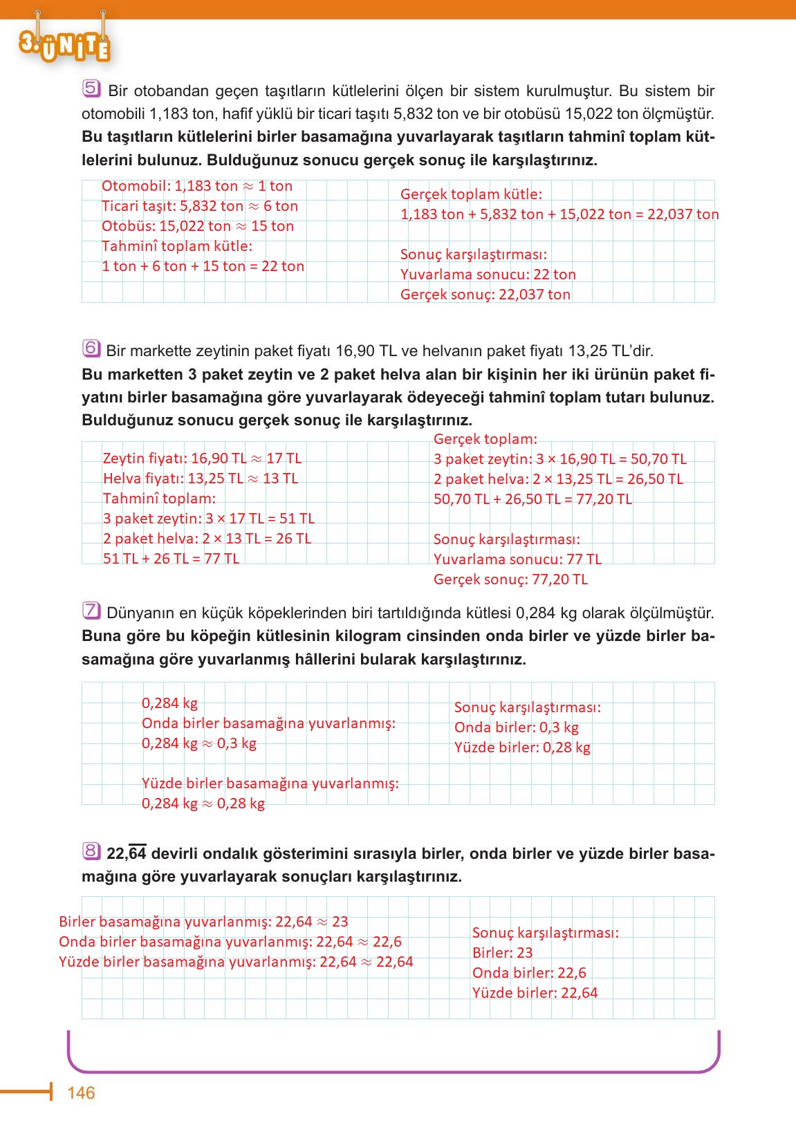 6. Sınıf Meb Yayınları Matematik Ders Kitabı Sayfa 146 Cevapları