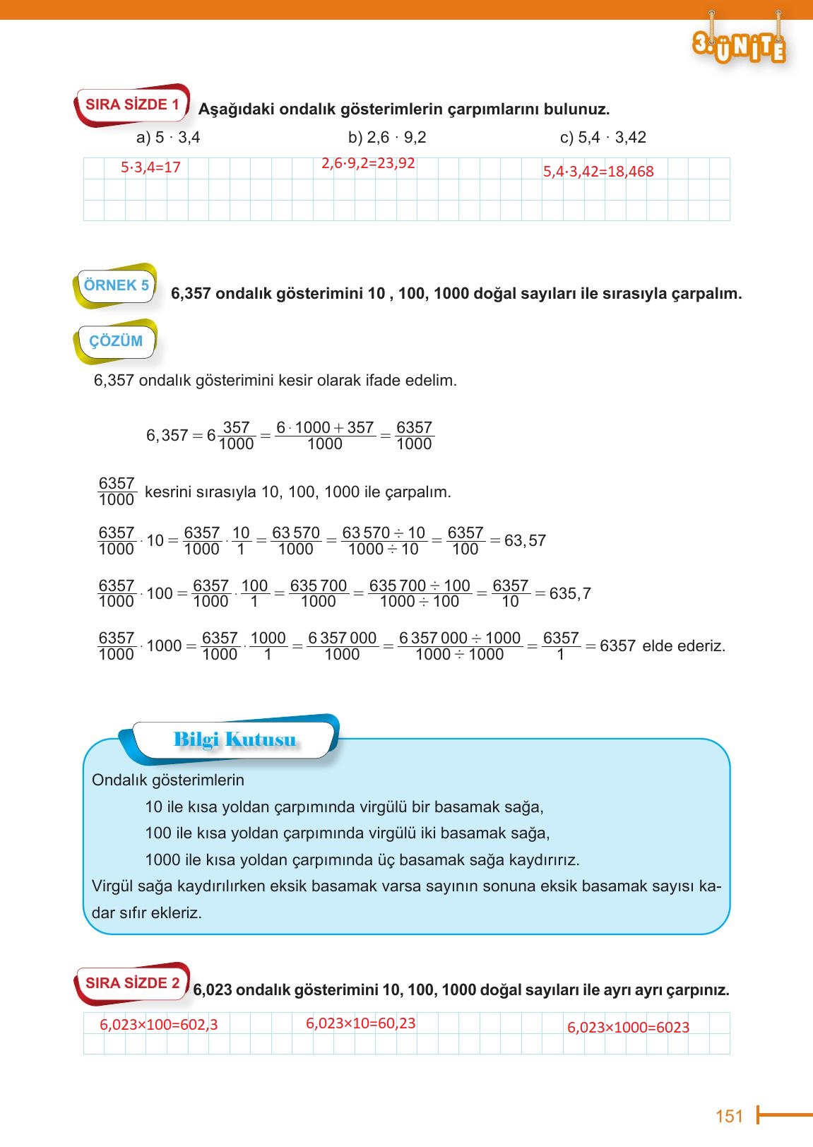 6. Sınıf Meb Yayınları Matematik Ders Kitabı Sayfa 151 Cevapları