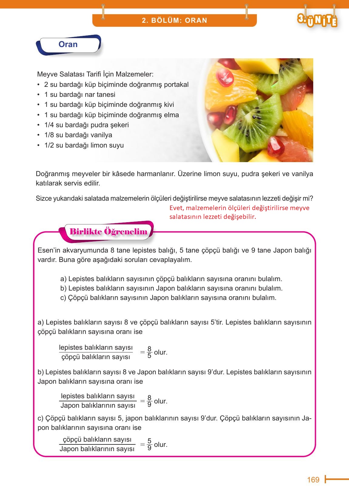 6. Sınıf Meb Yayınları Matematik Ders Kitabı Sayfa 169 Cevapları 6. Sınıf Meb Yayınları Matematik Ders Kitabı Sayfa 169 Cevapları