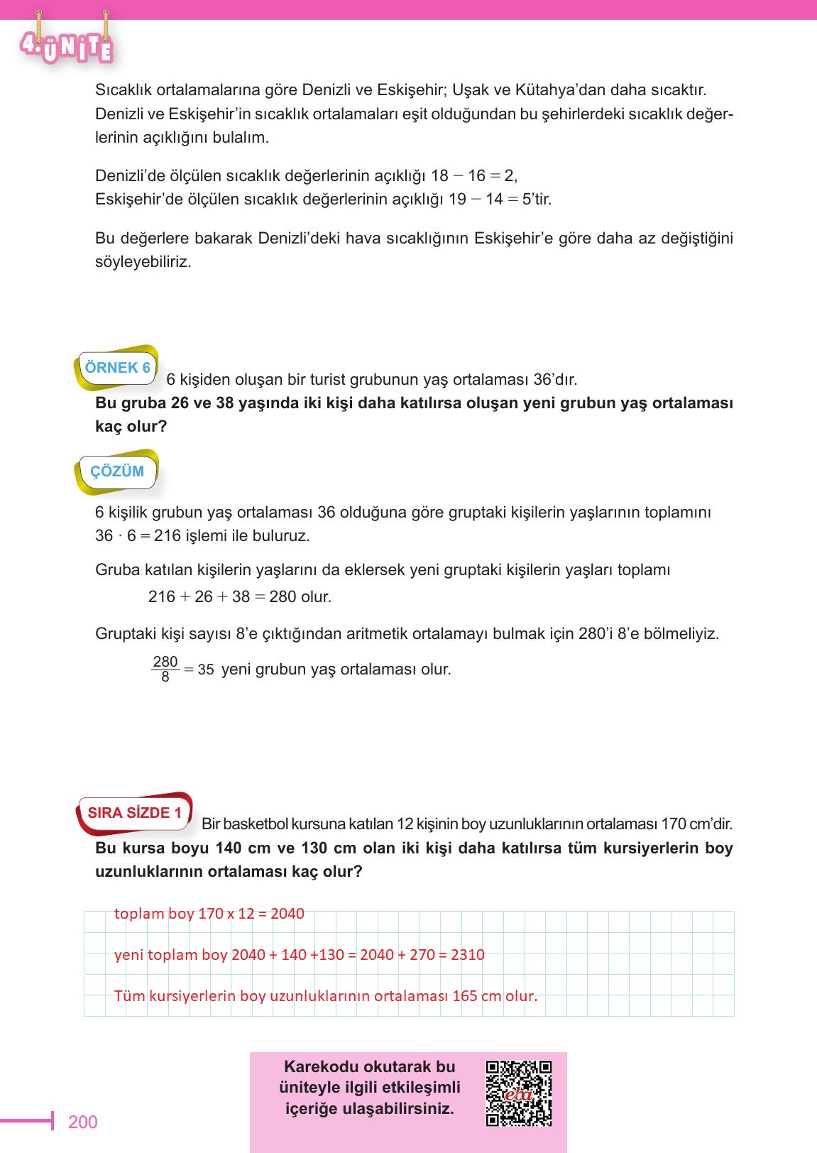 6. Sınıf Meb Yayınları Matematik Ders Kitabı Sayfa 200 Cevapları