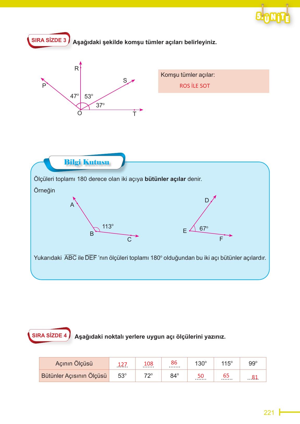 6. Sınıf Meb Yayınları Matematik Ders Kitabı Sayfa 221 Cevapları
