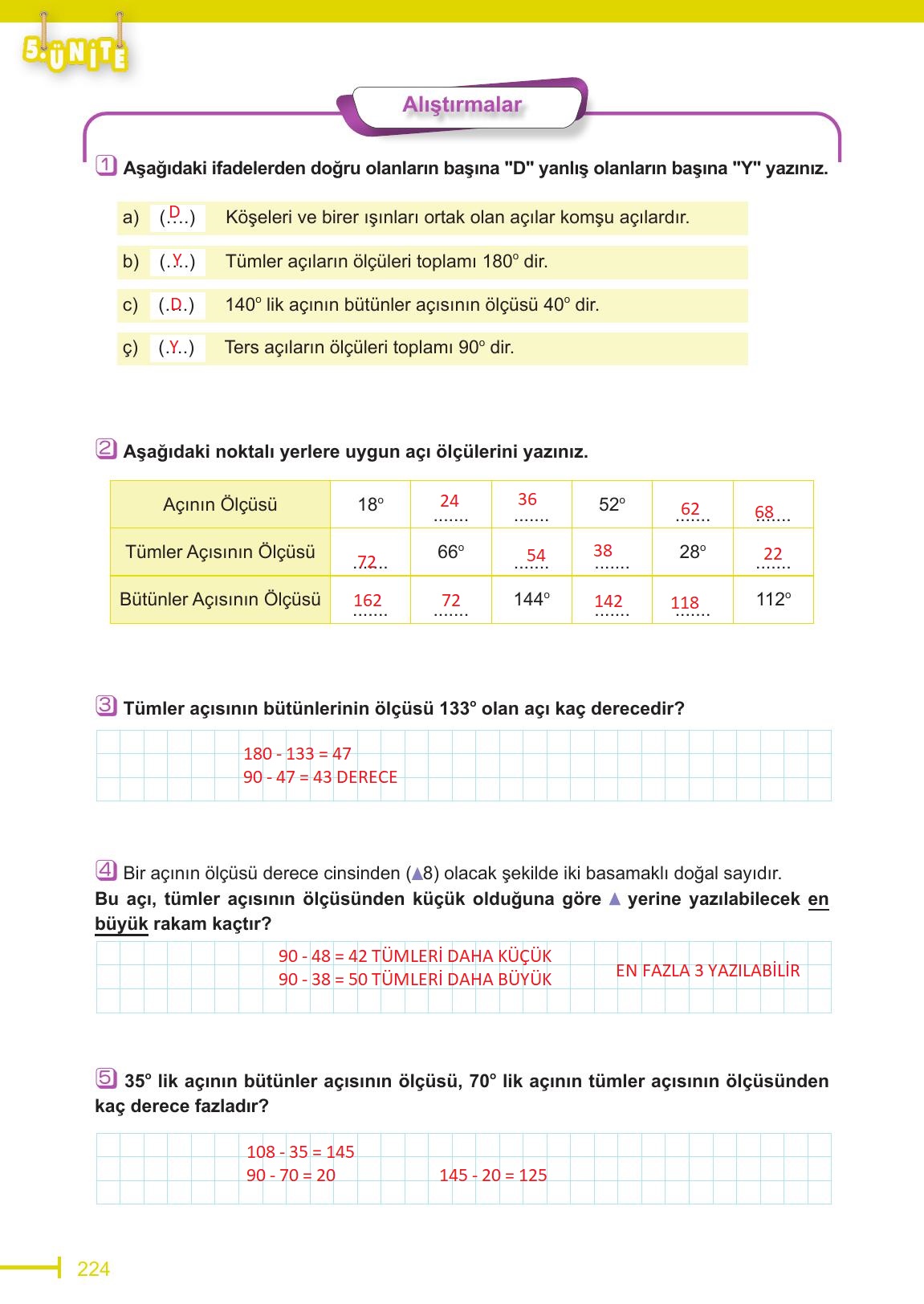 6. Sınıf Meb Yayınları Matematik Ders Kitabı Sayfa 224 Cevapları 6. Sınıf Meb Yayınları Matematik Ders Kitabı Sayfa 224 Cevapları