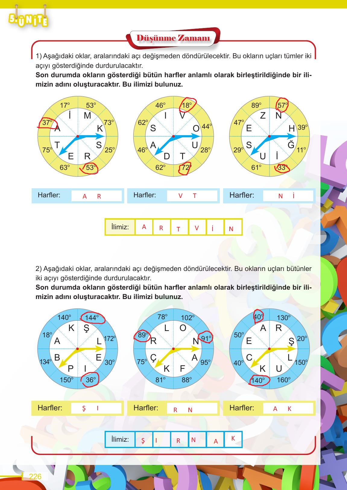 6. Sınıf Meb Yayınları Matematik Ders Kitabı Sayfa 226 Cevapları