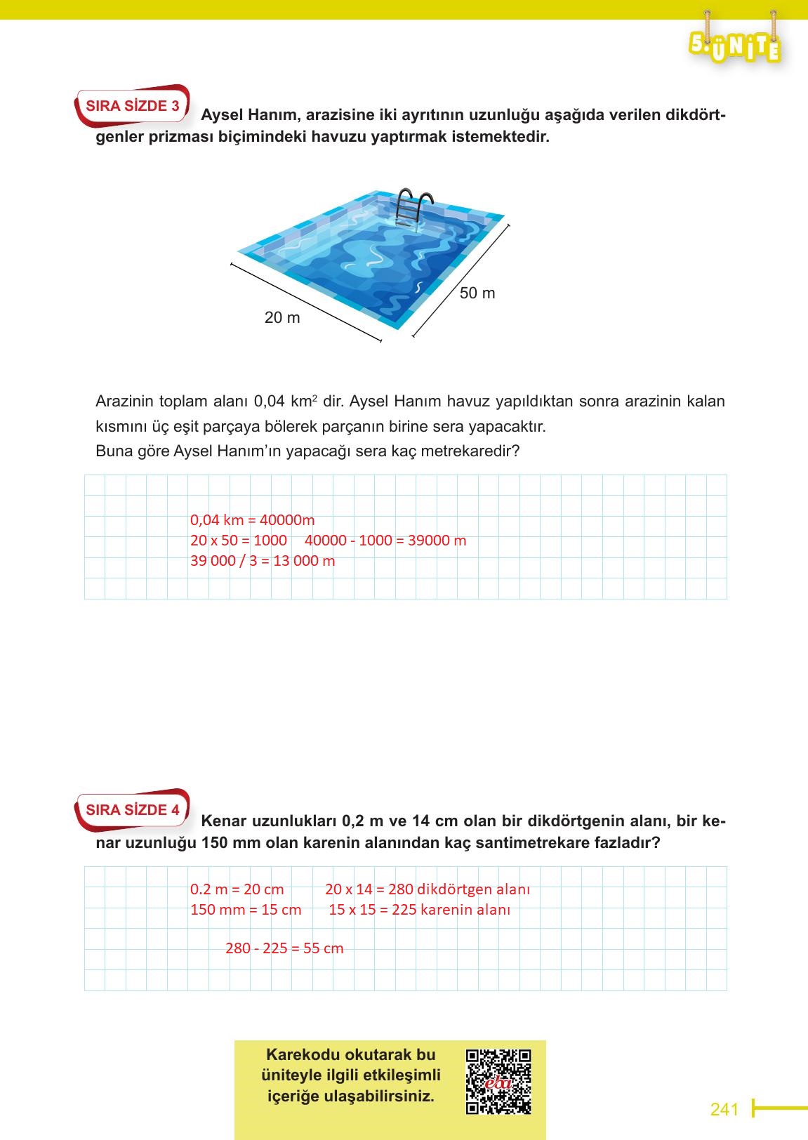 6. Sınıf Meb Yayınları Matematik Ders Kitabı Sayfa 241 Cevapları