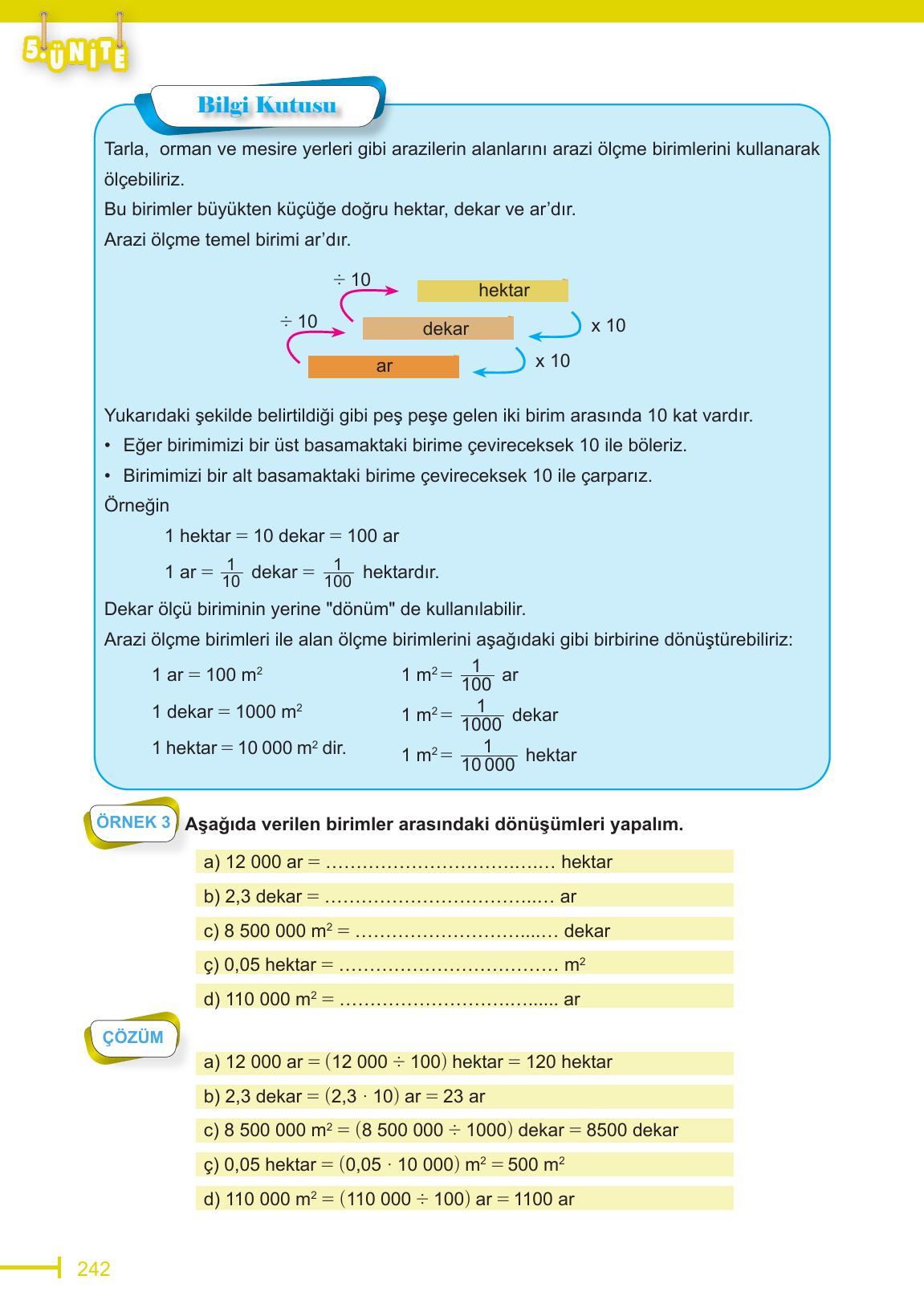 6. Sınıf Meb Yayınları Matematik Ders Kitabı Sayfa 242 Cevapları