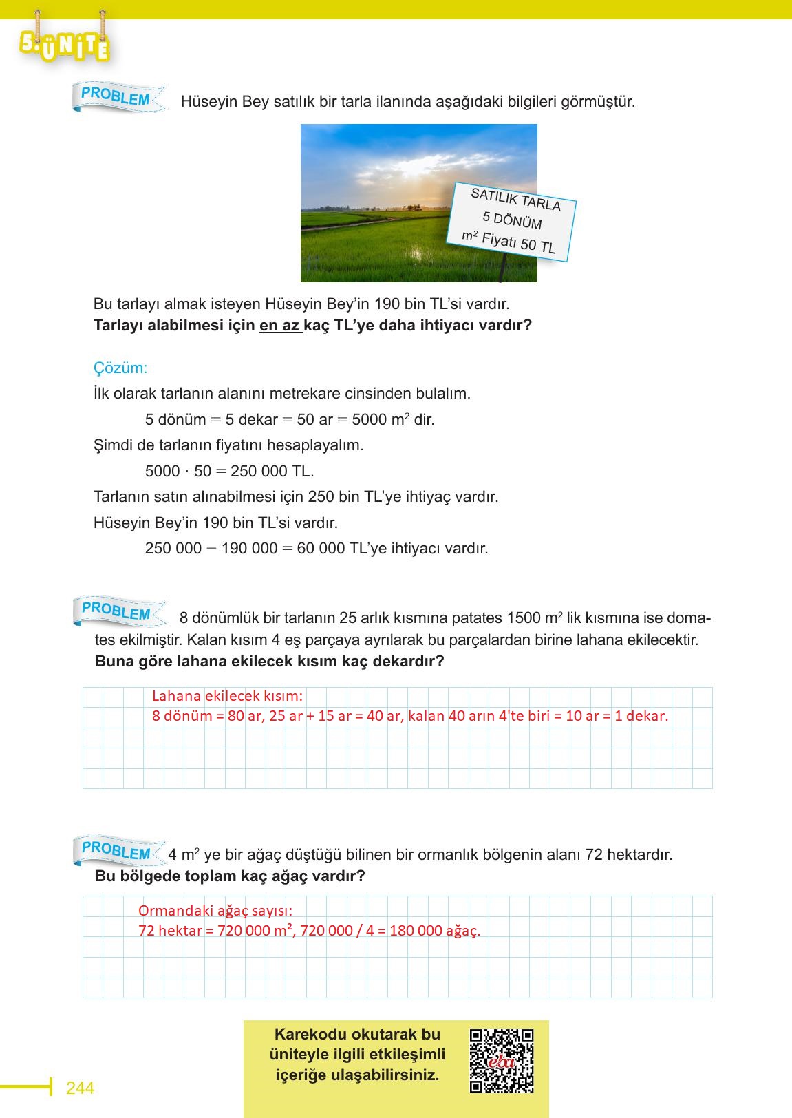 6. Sınıf Meb Yayınları Matematik Ders Kitabı Sayfa 244 Cevapları