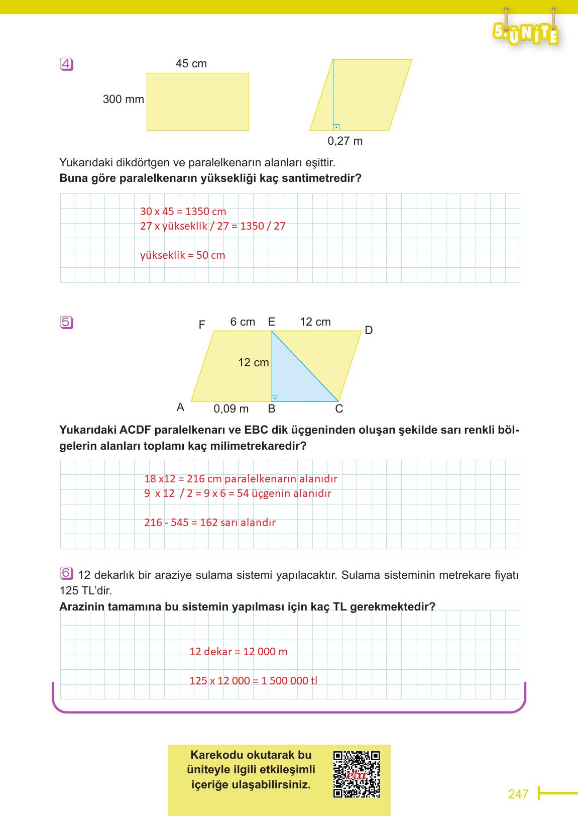 6. Sınıf Meb Yayınları Matematik Ders Kitabı Sayfa 247 Cevapları