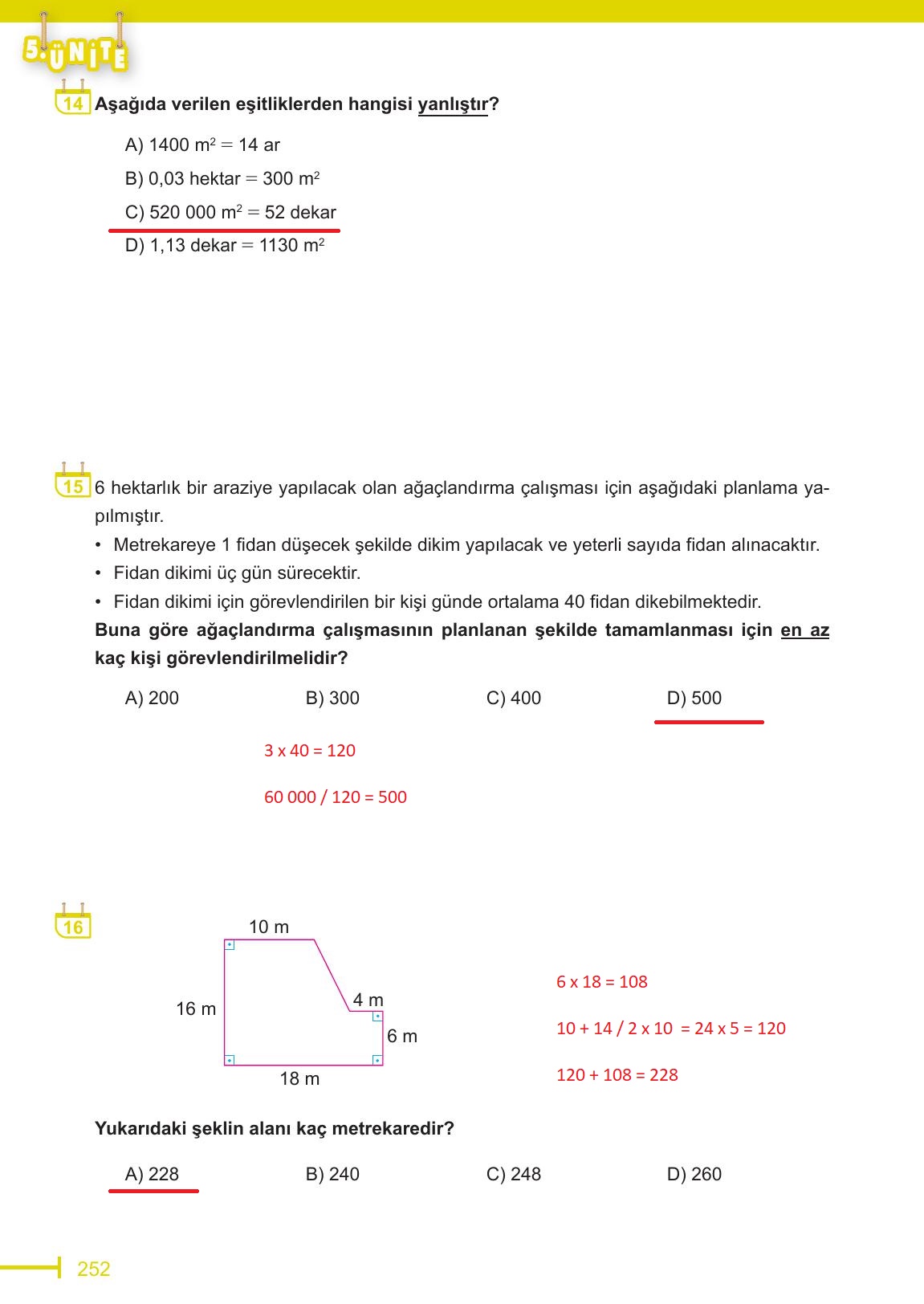 6. Sınıf Meb Yayınları Matematik Ders Kitabı Sayfa 252 Cevapları