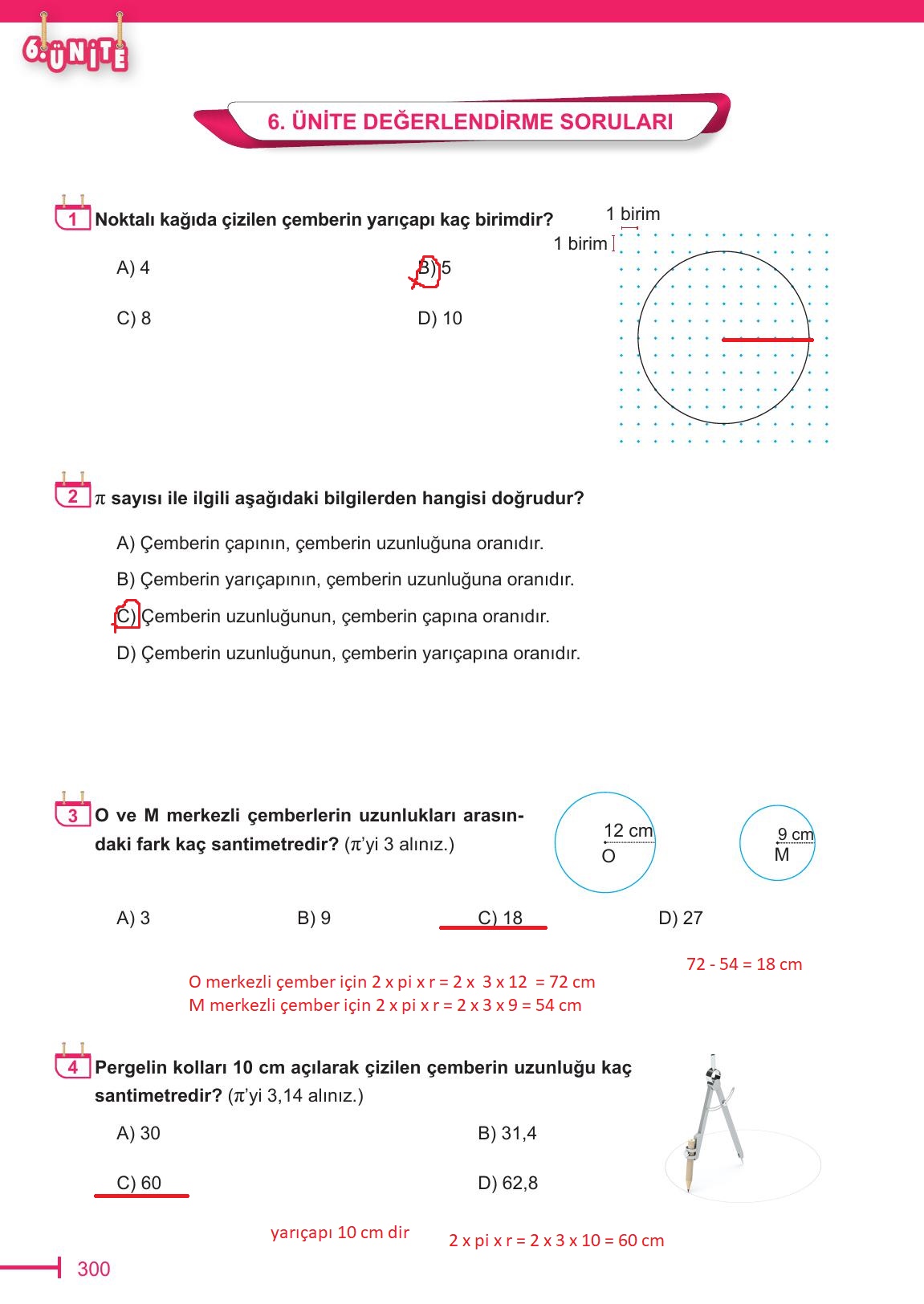 6. Sınıf Meb Yayınları Matematik Ders Kitabı Sayfa 300 Cevapları