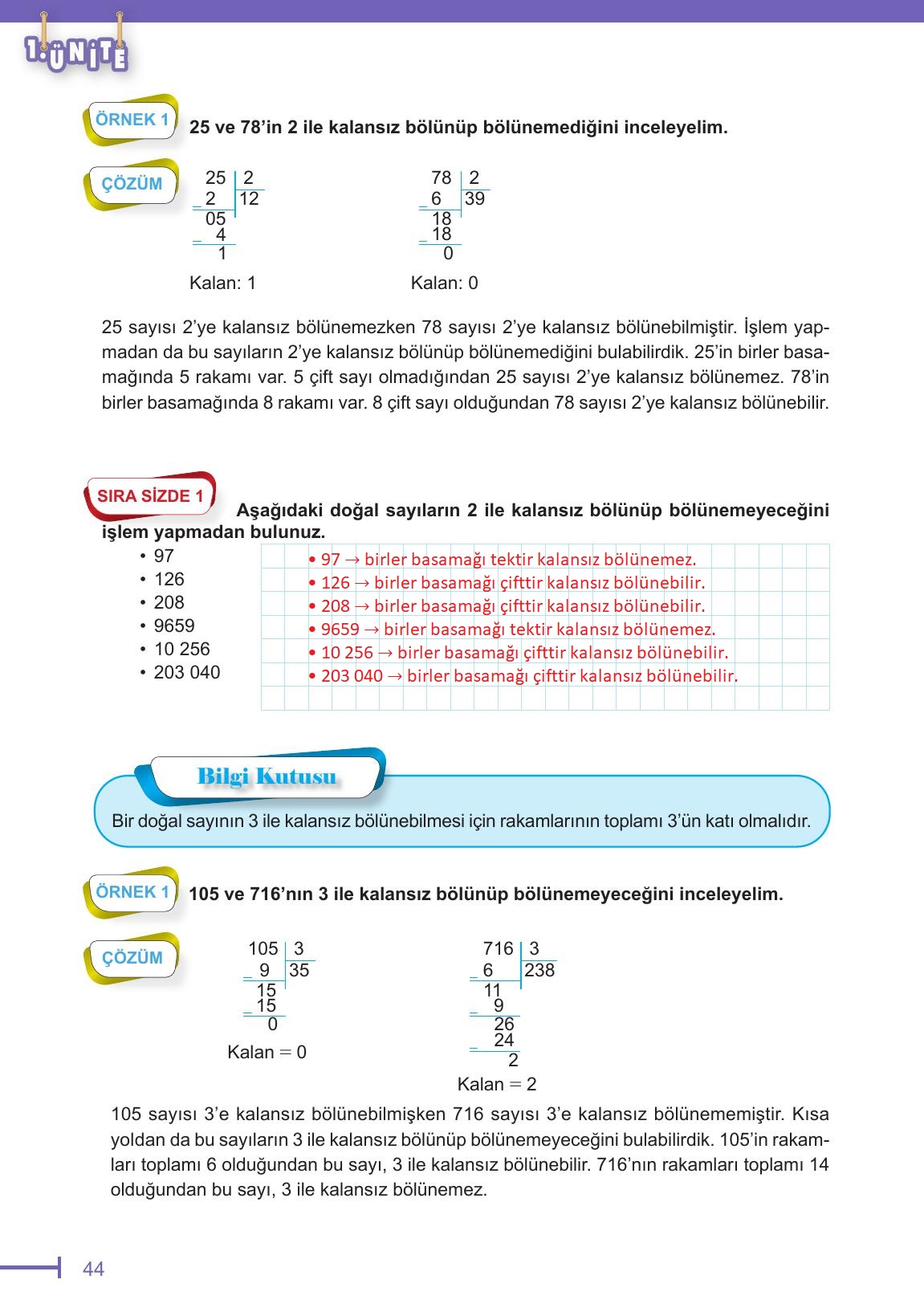 6. Sınıf Meb Yayınları Matematik Ders Kitabı Sayfa 44 Cevapları