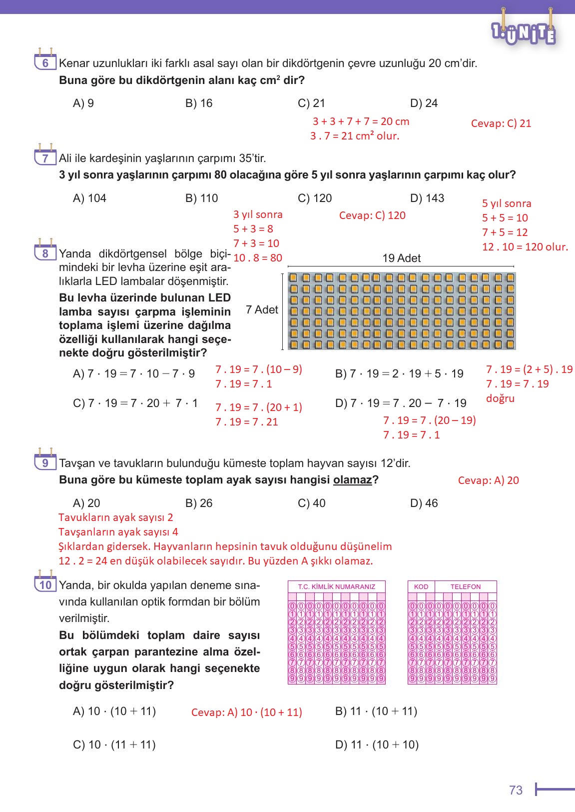 6. Sınıf Meb Yayınları Matematik Ders Kitabı Sayfa 73 Cevapları