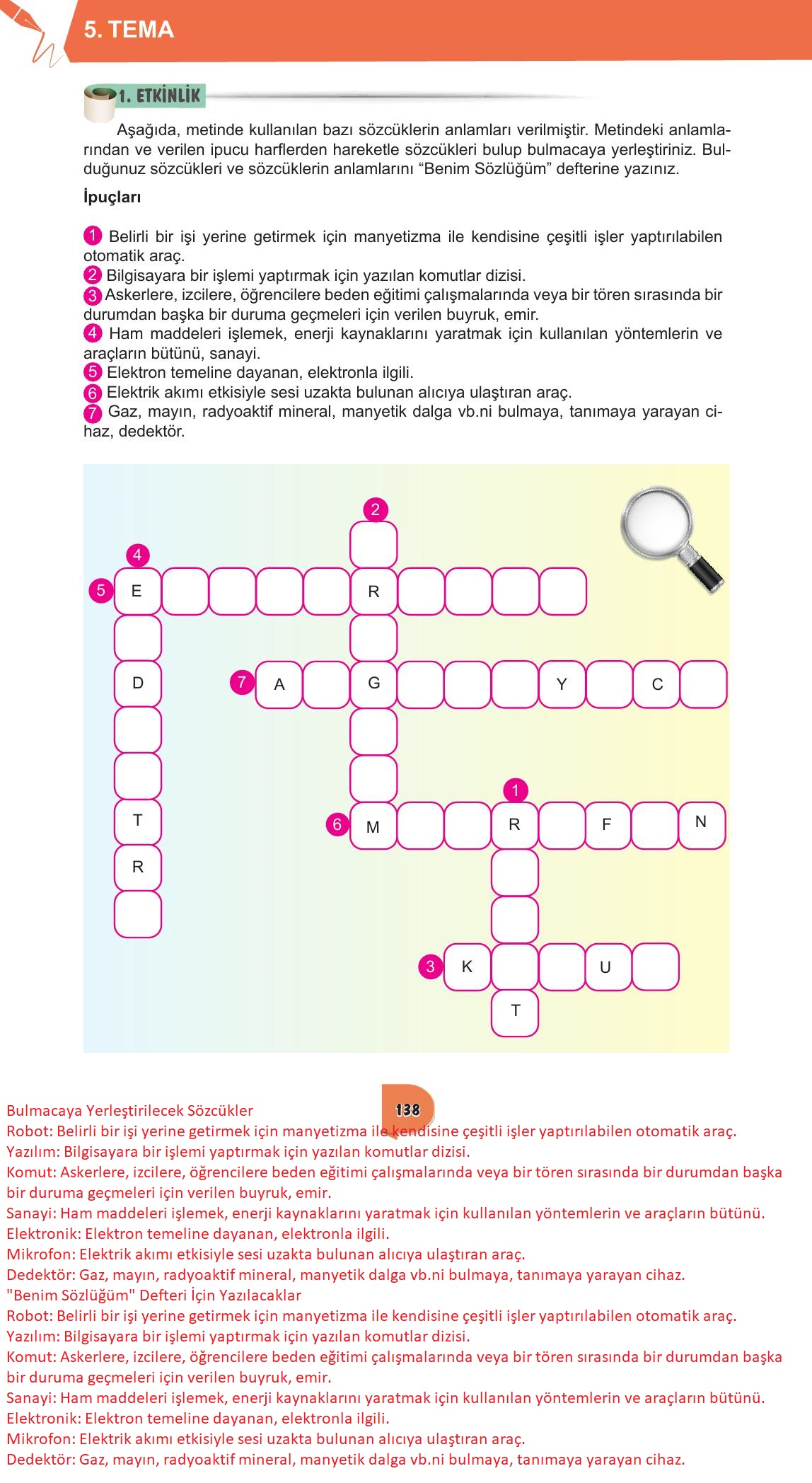 6. Sınıf Meb Yayınları Türkçe Ders Kitabı Sayfa 138 Cevapları