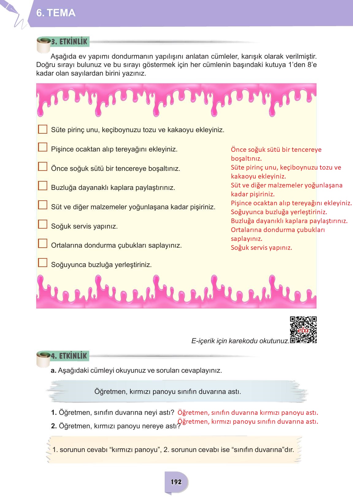 6. Sınıf Meb Yayınları Türkçe Ders Kitabı Sayfa 192 Cevapları