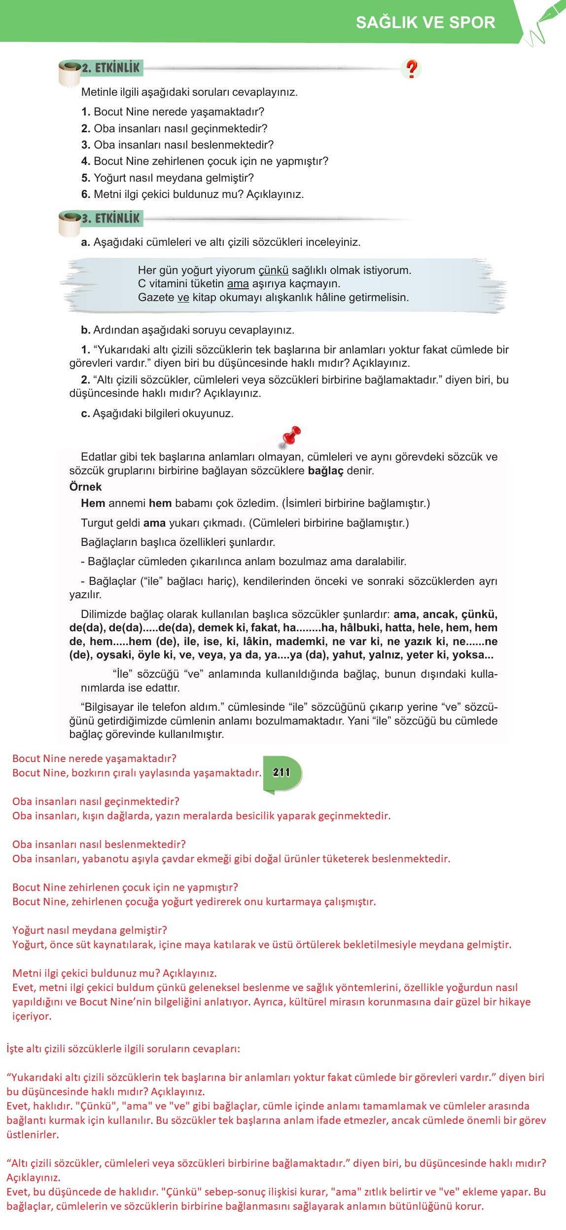 6. Sınıf Meb Yayınları Türkçe Ders Kitabı Sayfa 211 Cevapları 6. Sınıf Meb Yayınları Türkçe Ders Kitabı Sayfa 211 Cevapları