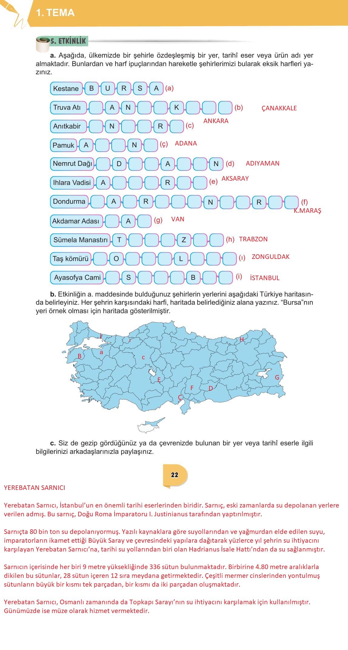 6. Sınıf Meb Yayınları Türkçe Ders Kitabı Sayfa 22 Cevapları