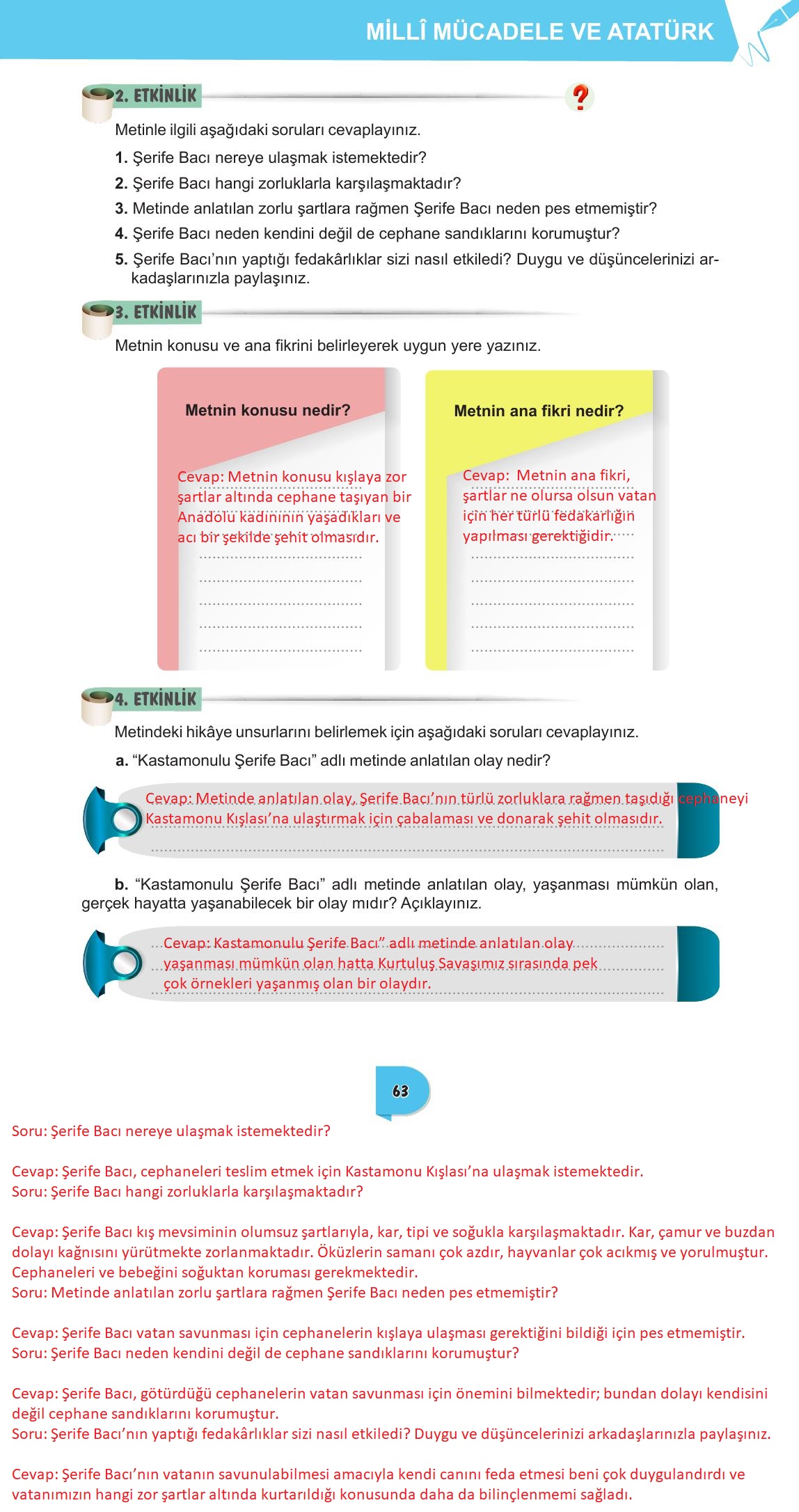 6. Sınıf Meb Yayınları Türkçe Ders Kitabı Sayfa 63 Cevapları 6. Sınıf Meb Yayınları Türkçe Ders Kitabı Sayfa 63 Cevapları