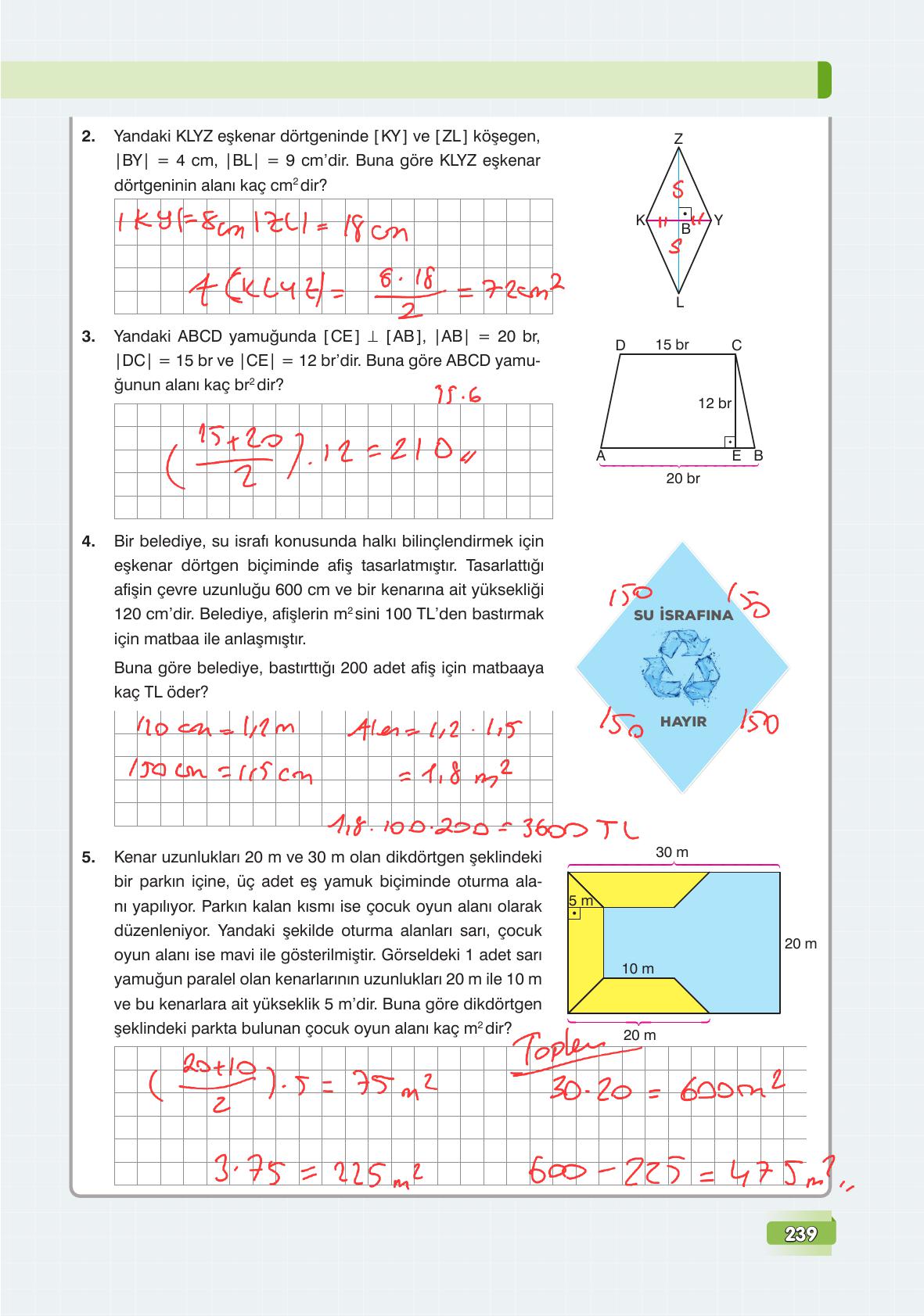 7. Sınıf Edat Yayınları Matematik Ders Kitabı Sayfa 239 Cevapları 7. Sınıf Edat Yayınları Matematik Ders Kitabı Sayfa 239 Cevapları