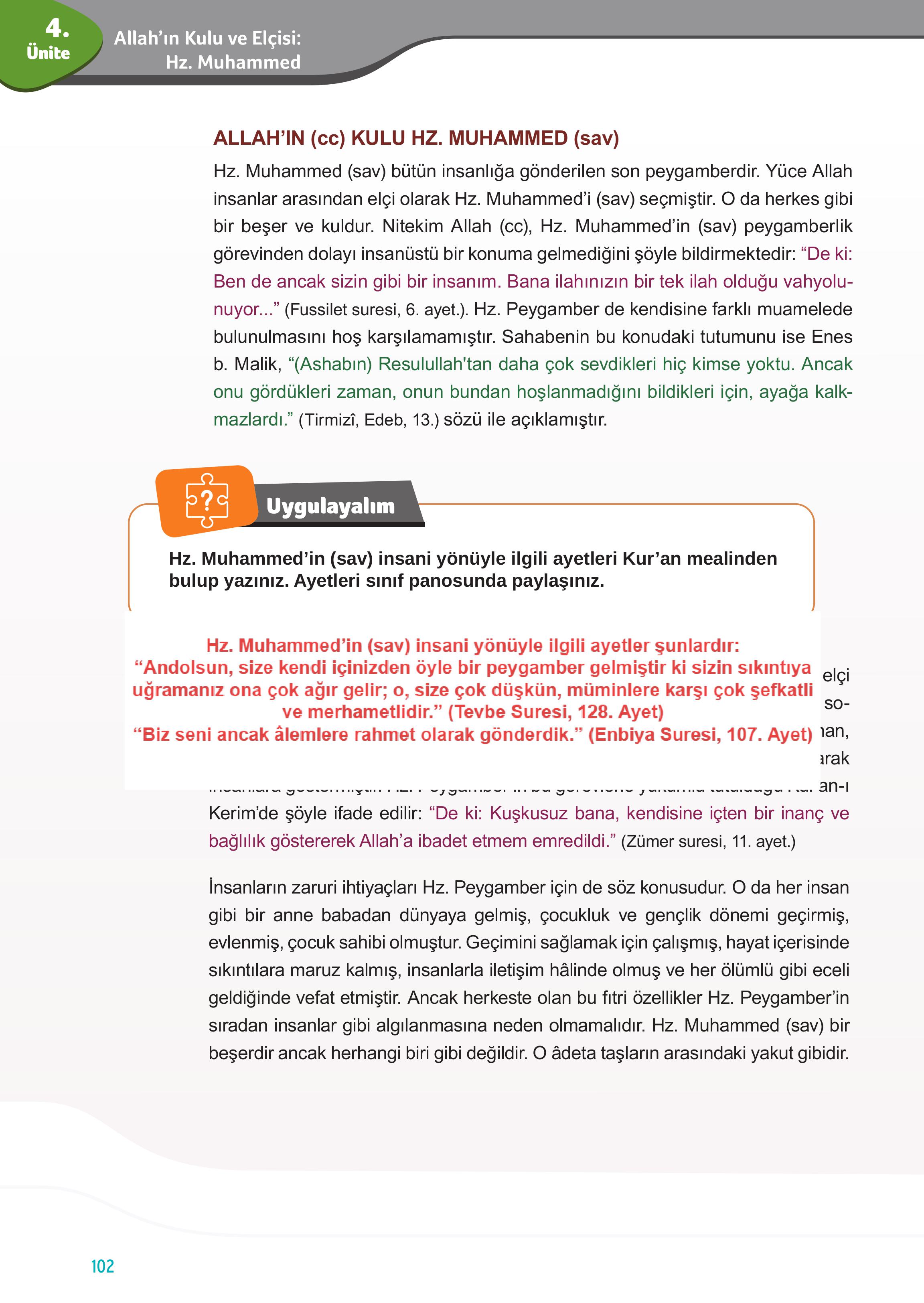 7. Sınıf Meb Yayınları Din Kültürü Ve Ahlak Bilgisi Ders Kitabı Sayfa 102 Cevapları