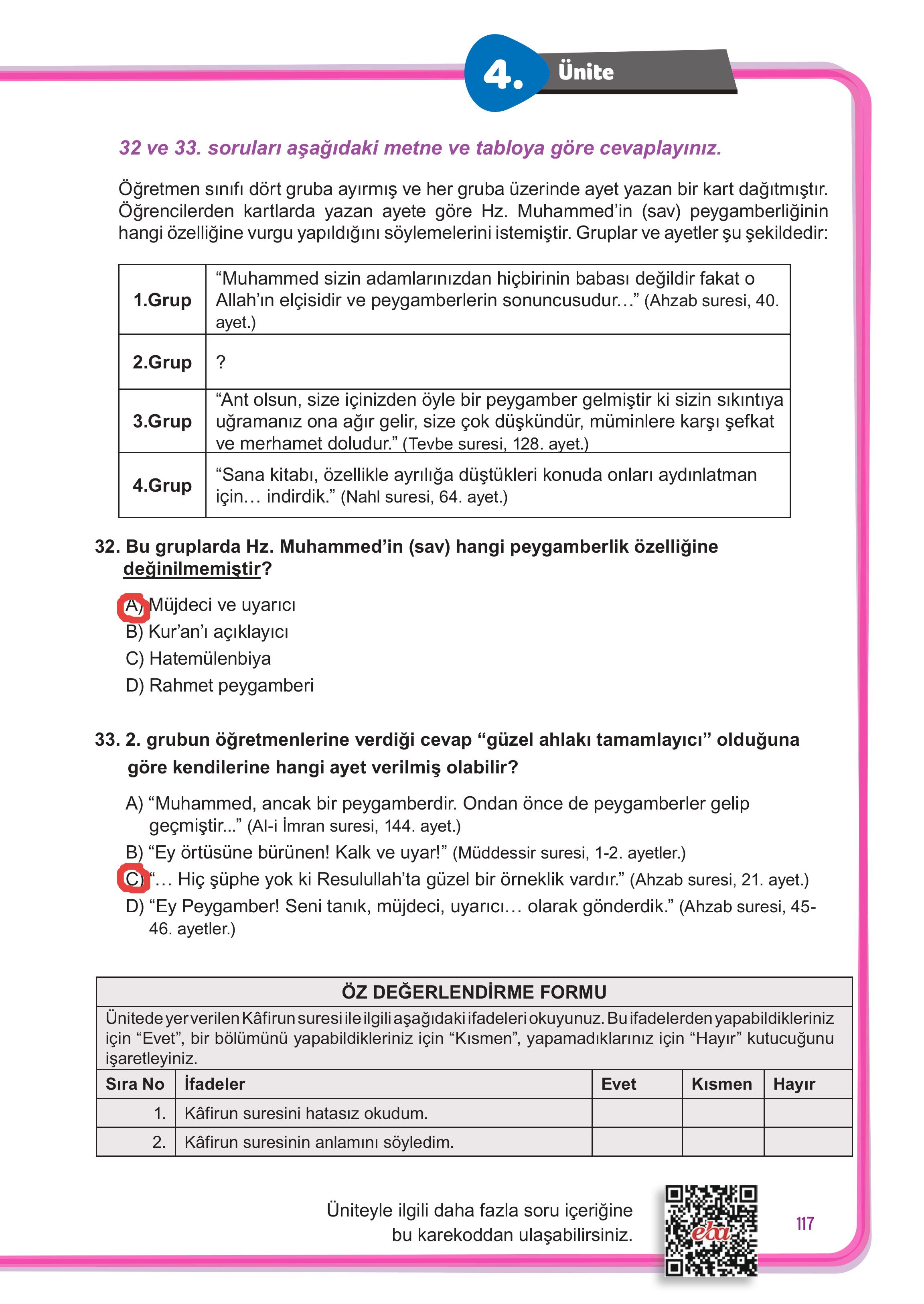 7. Sınıf Meb Yayınları Din Kültürü Ve Ahlak Bilgisi Ders Kitabı Sayfa 117 Cevapları