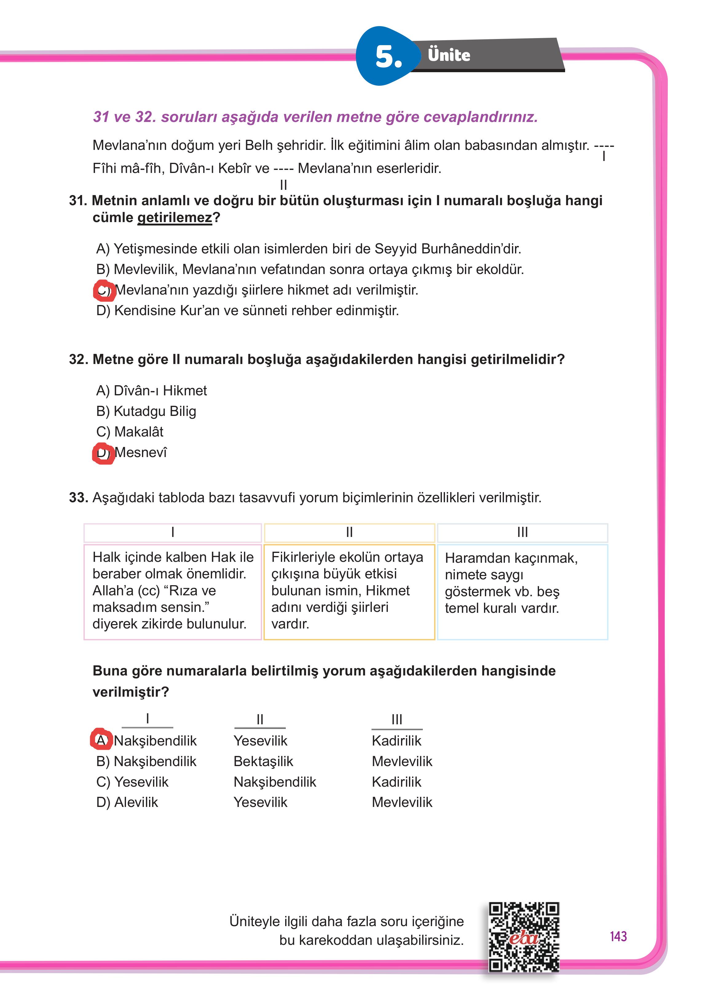 7. Sınıf Meb Yayınları Din Kültürü Ve Ahlak Bilgisi Ders Kitabı Sayfa 143 Cevapları