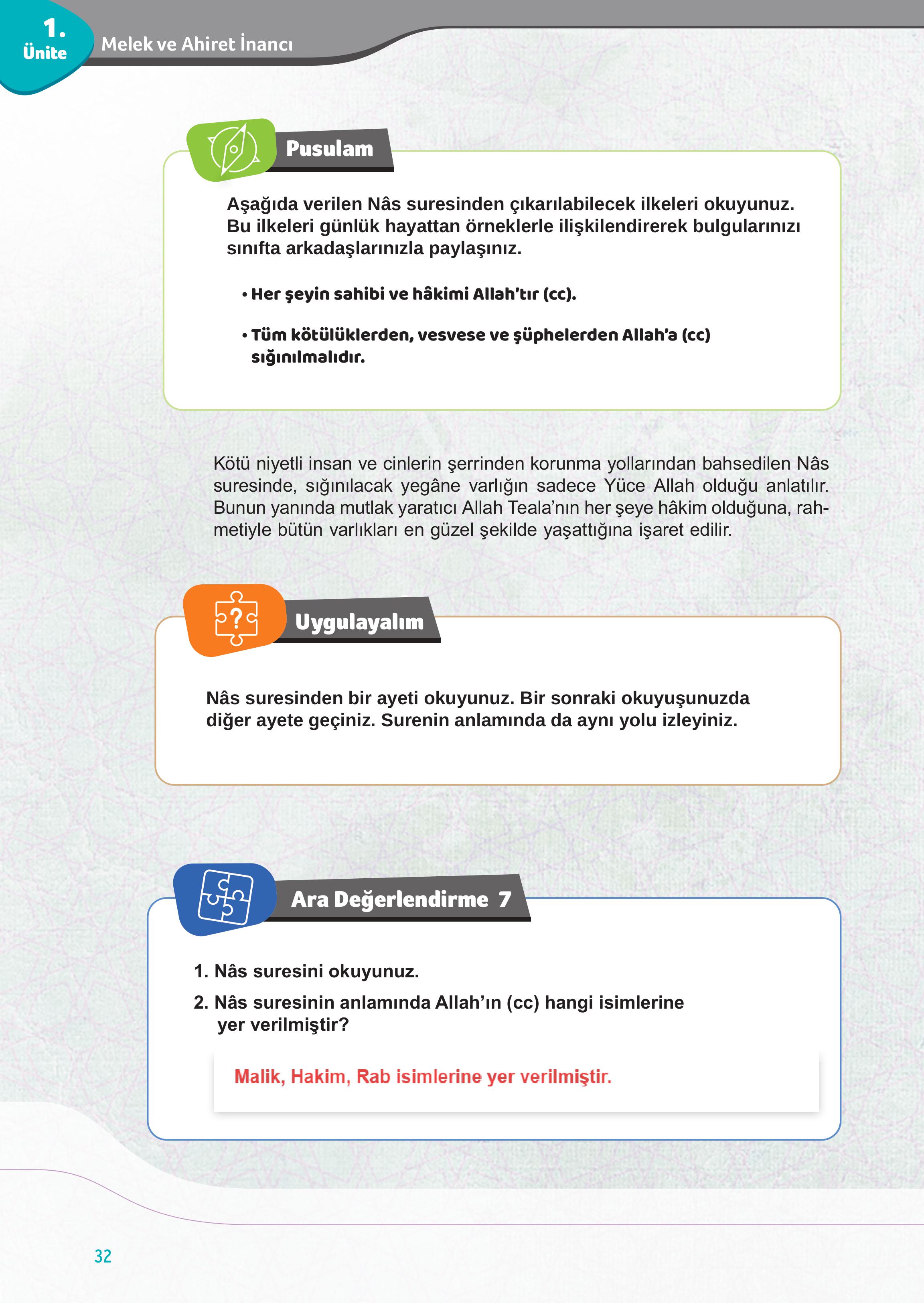7. Sınıf Meb Yayınları Din Kültürü Ve Ahlak Bilgisi Ders Kitabı Sayfa 32 Cevapları