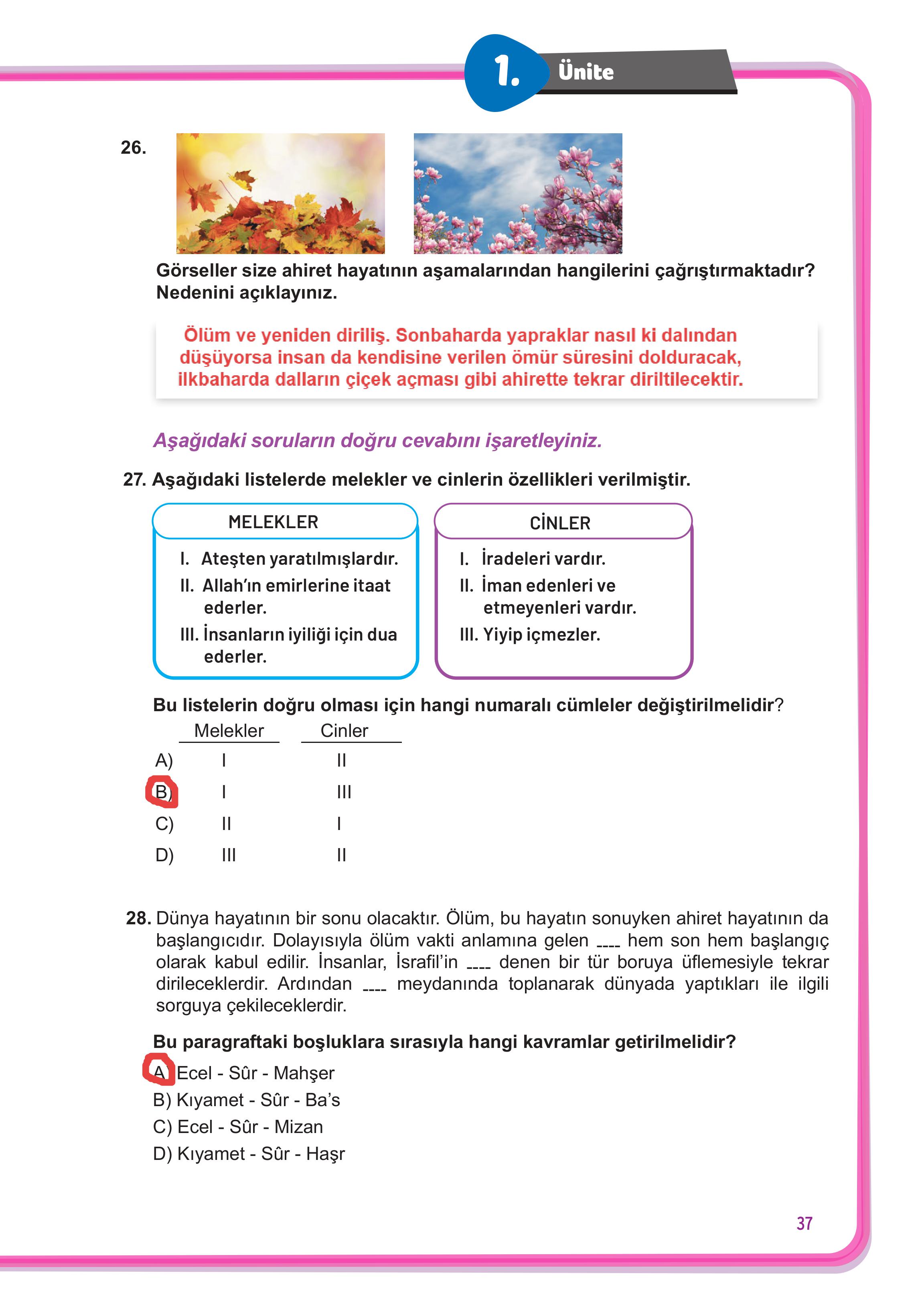 7. Sınıf Meb Yayınları Din Kültürü Ve Ahlak Bilgisi Ders Kitabı Sayfa 37 Cevapları