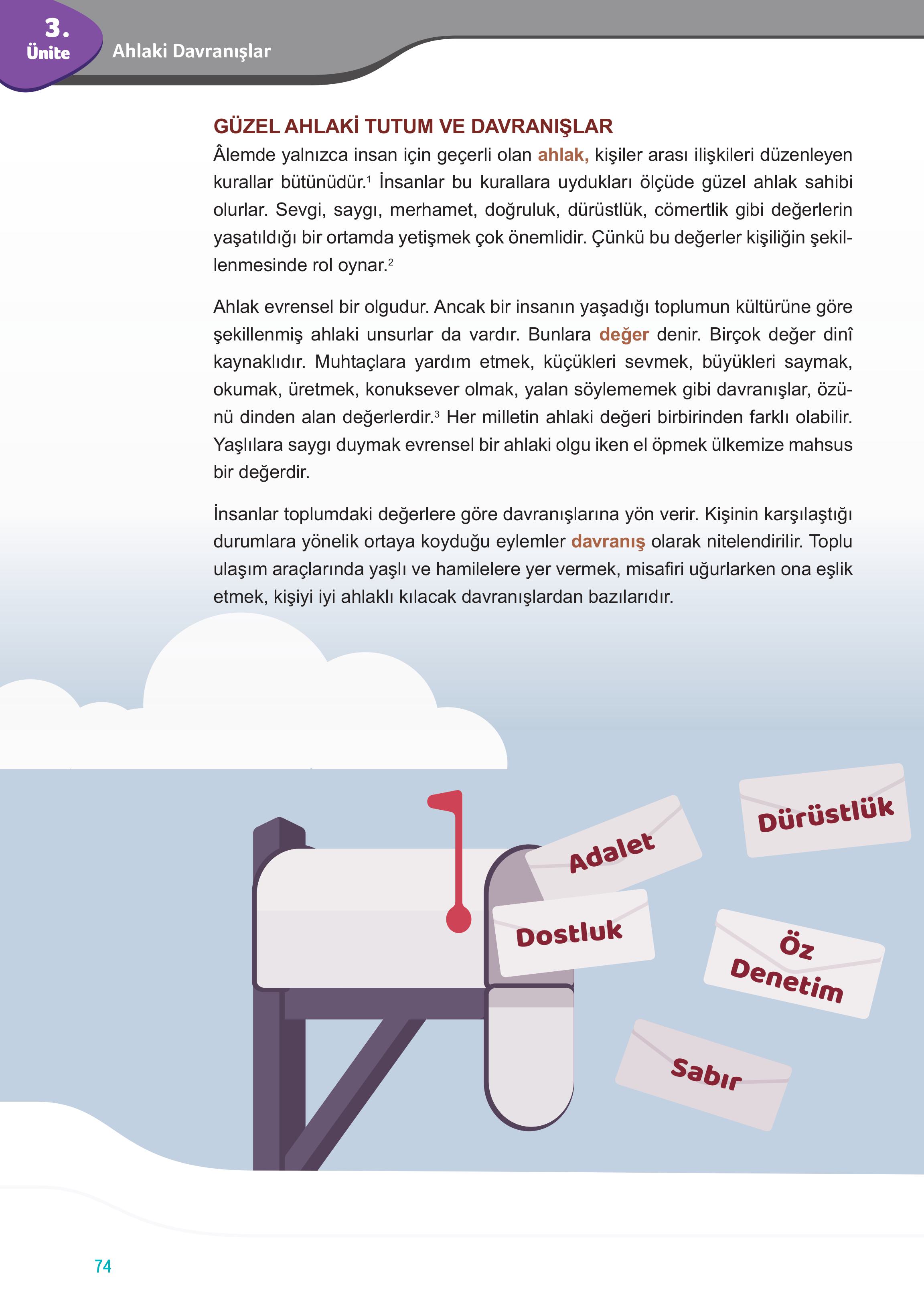 7. Sınıf Meb Yayınları Din Kültürü Ve Ahlak Bilgisi Ders Kitabı Sayfa 74 Cevapları