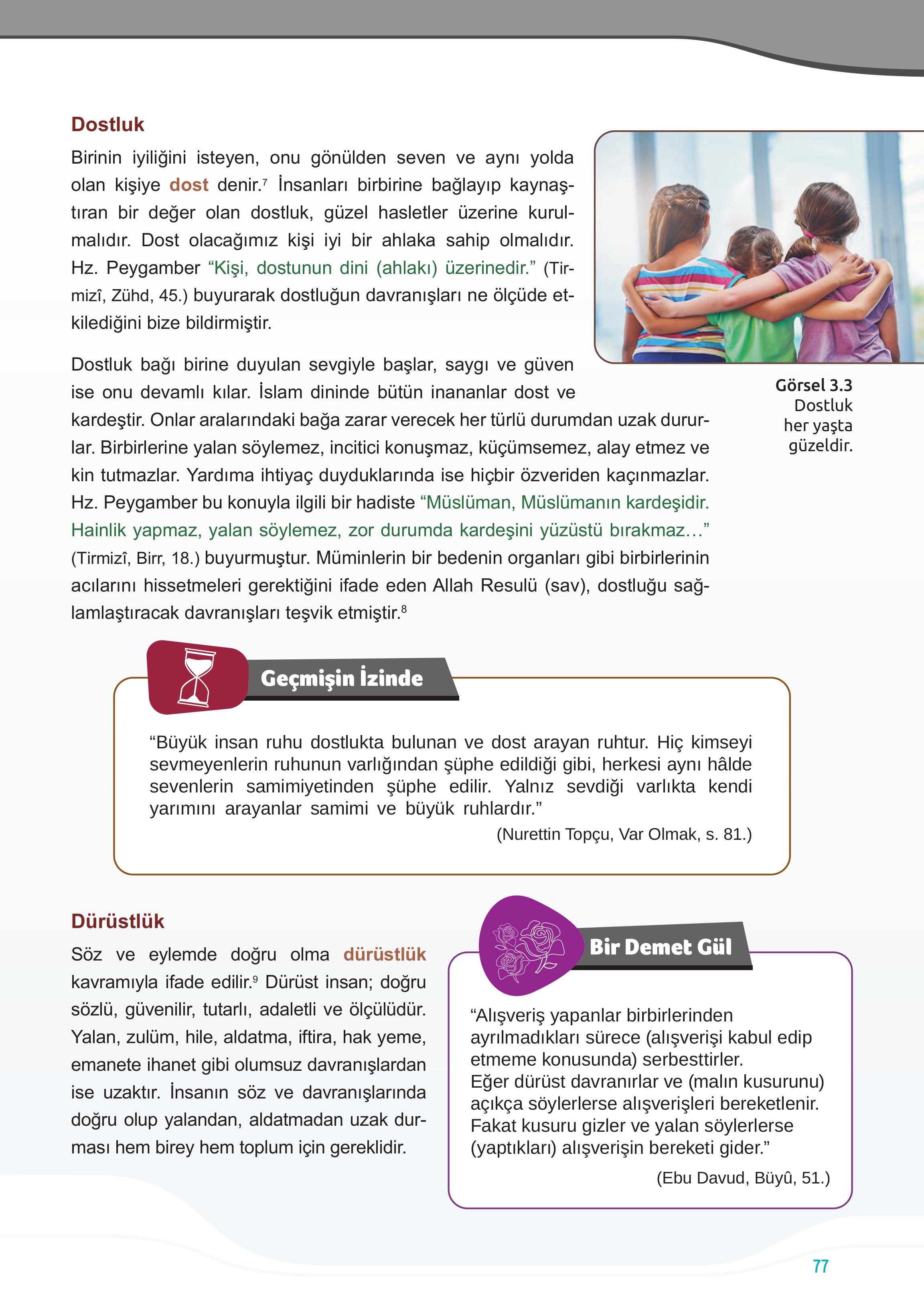 7. Sınıf Meb Yayınları Din Kültürü Ve Ahlak Bilgisi Ders Kitabı Sayfa 77 Cevapları