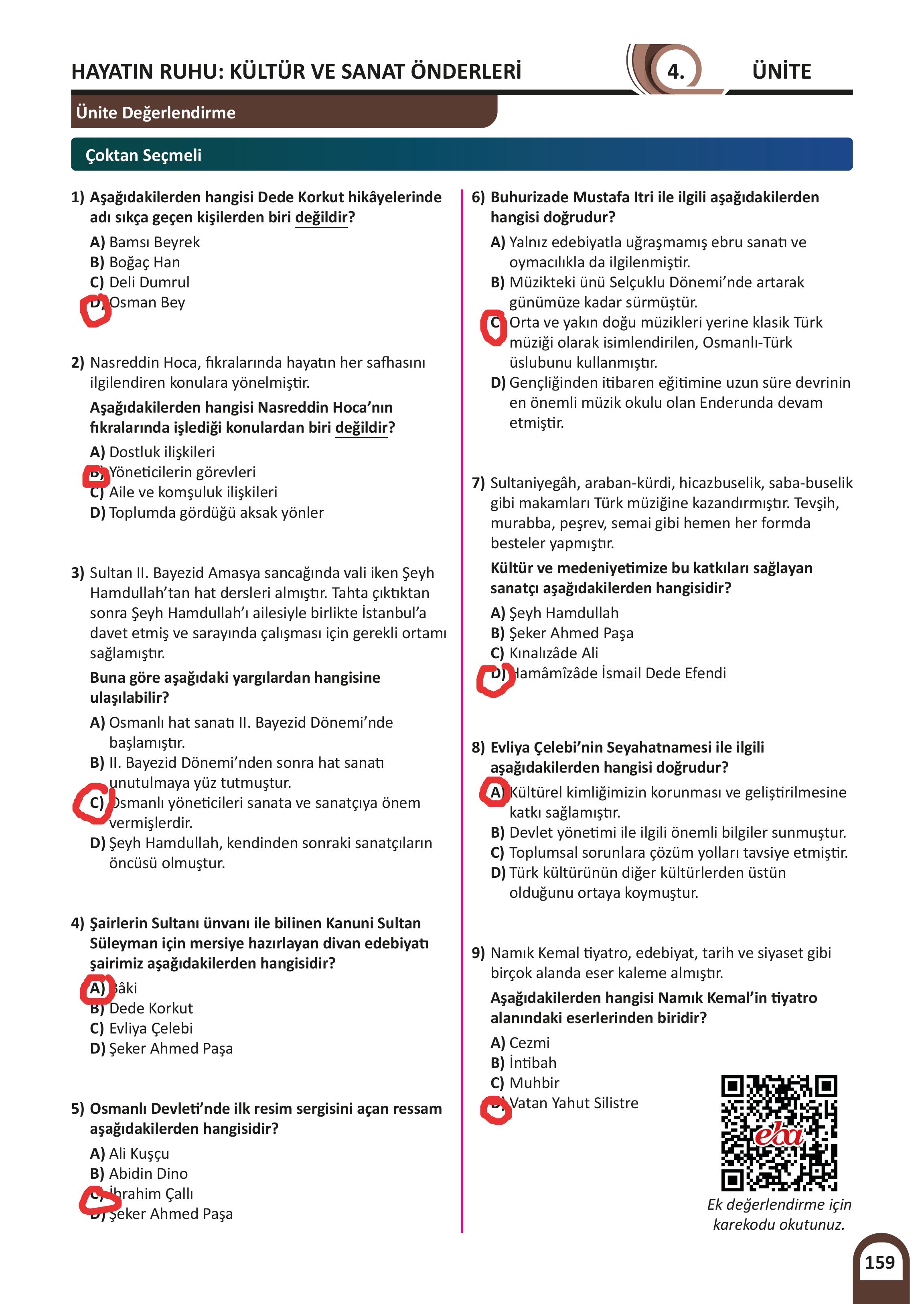 7. Sınıf Meb Yayınları Kültür Ve Medeniyetimize Yön Verenler Ders Kitabı Sayfa 160 Cevapları