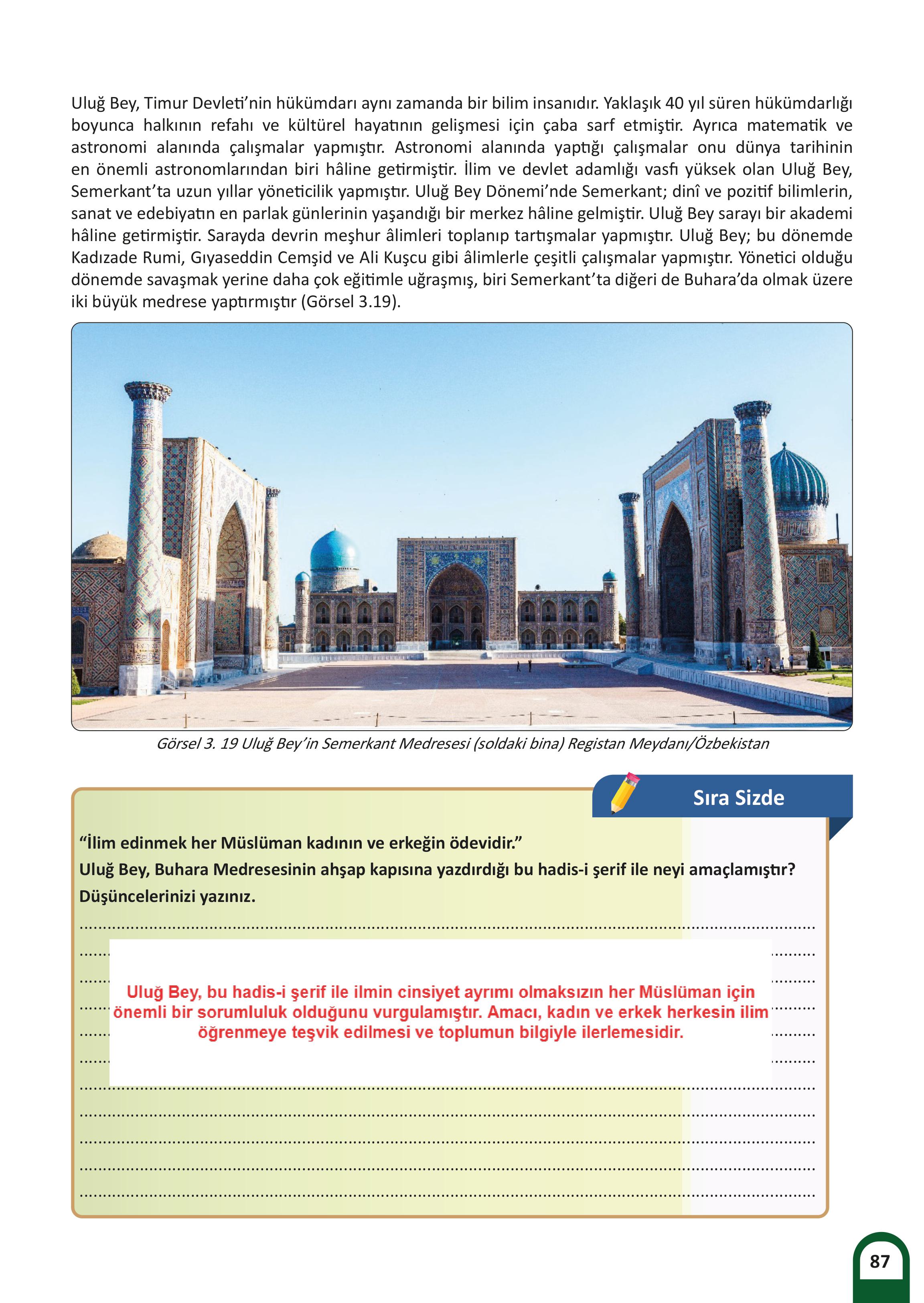 7. Sınıf Meb Yayınları Kültür Ve Medeniyetimize Yön Verenler Ders Kitabı Sayfa 88 Cevapları