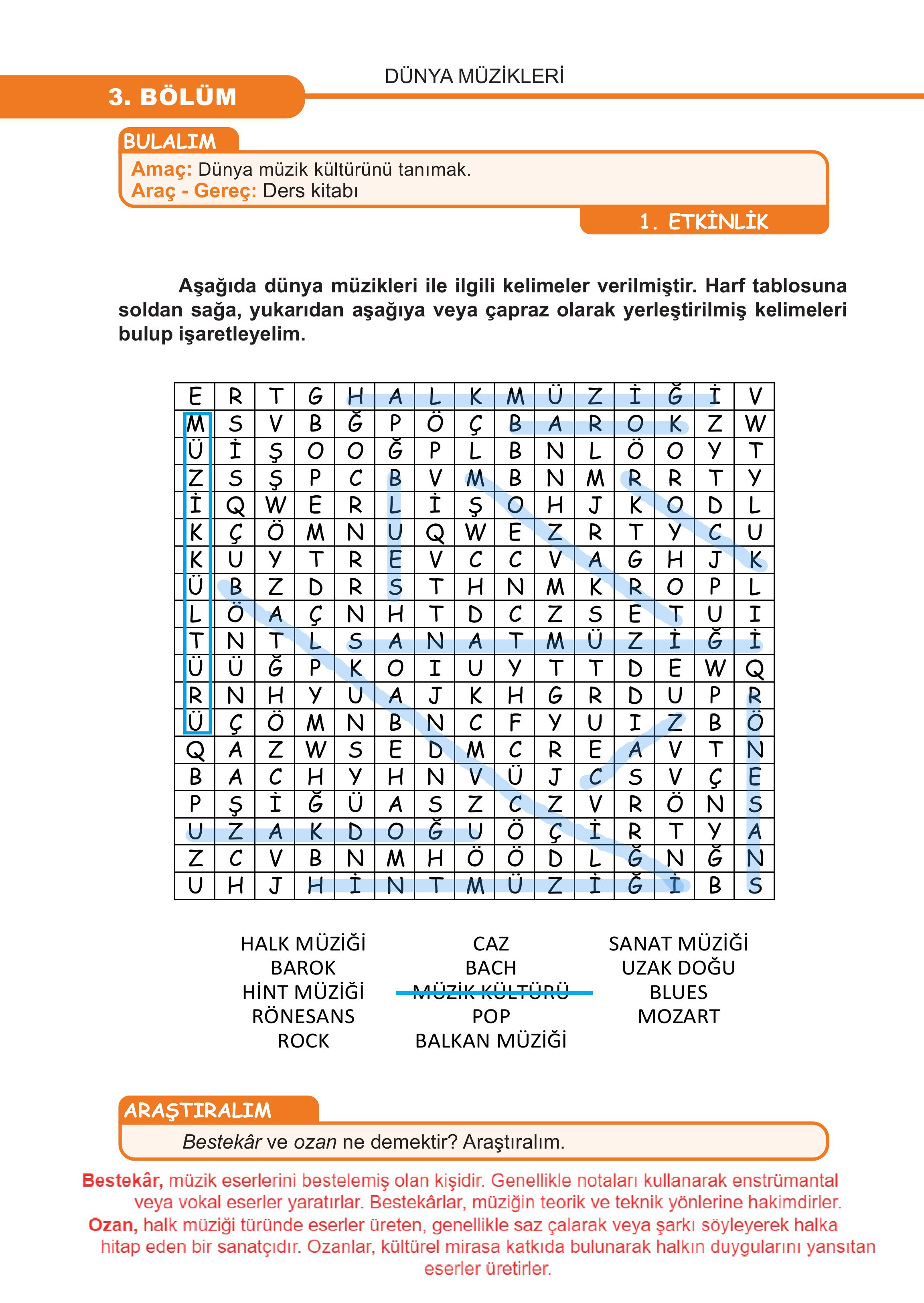 7. Sınıf Meb Yayınları Müzik Ders Kitabı Sayfa 60 Cevapları