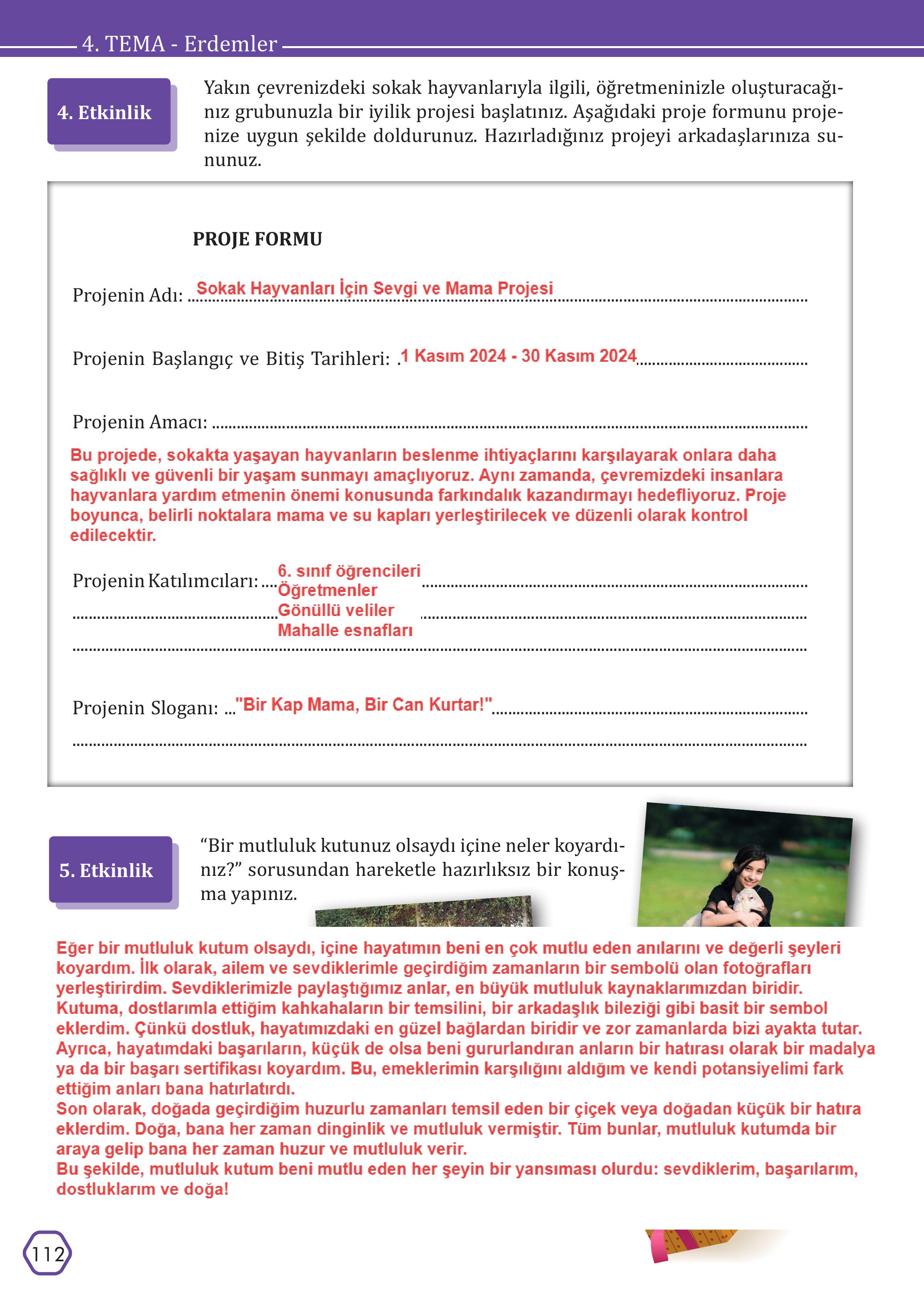 7. Sınıf Meb Yayınları Türkçe Ders Kitabı Sayfa 112 Cevapları