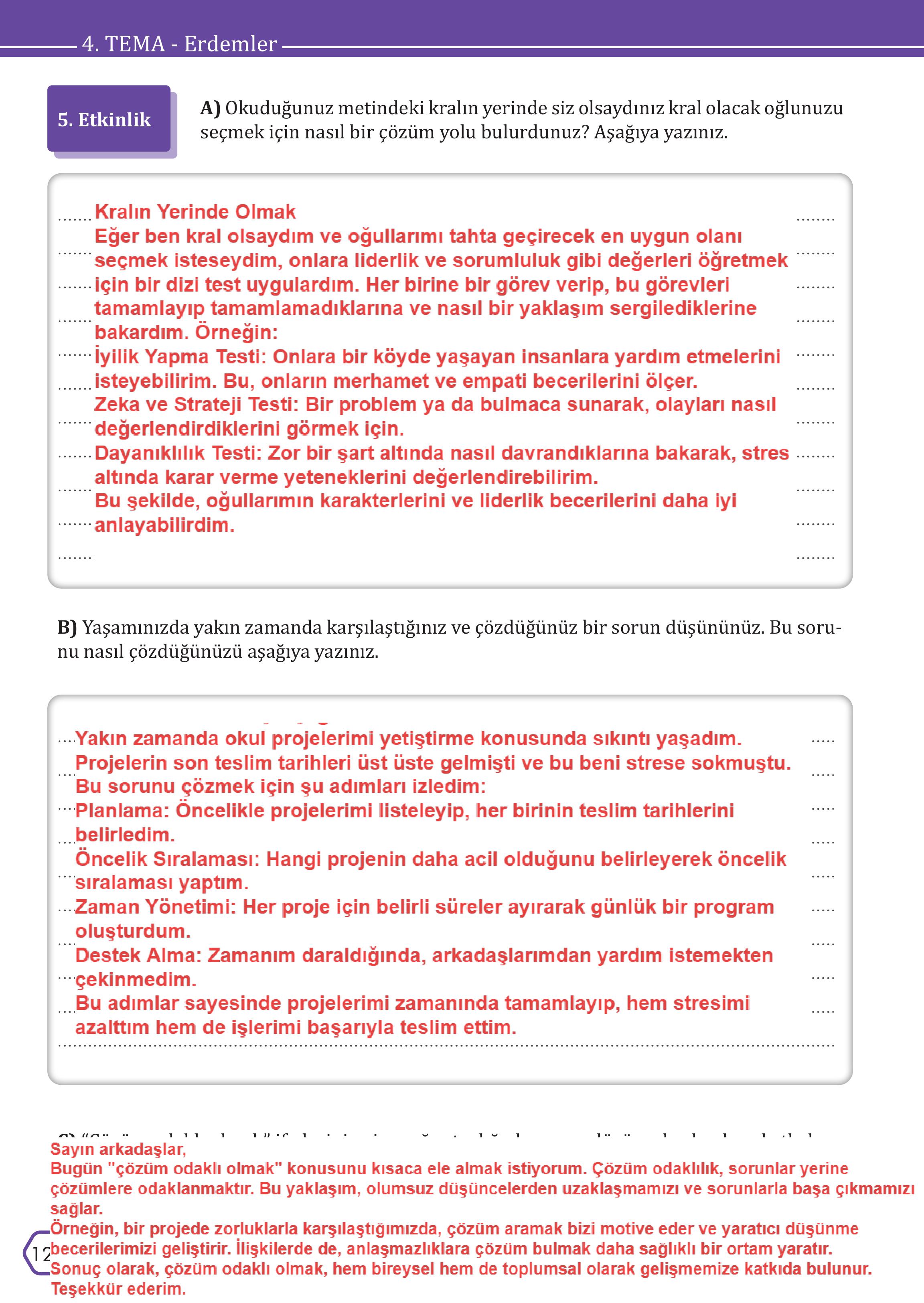 7. Sınıf Meb Yayınları Türkçe Ders Kitabı Sayfa 122 Cevapları