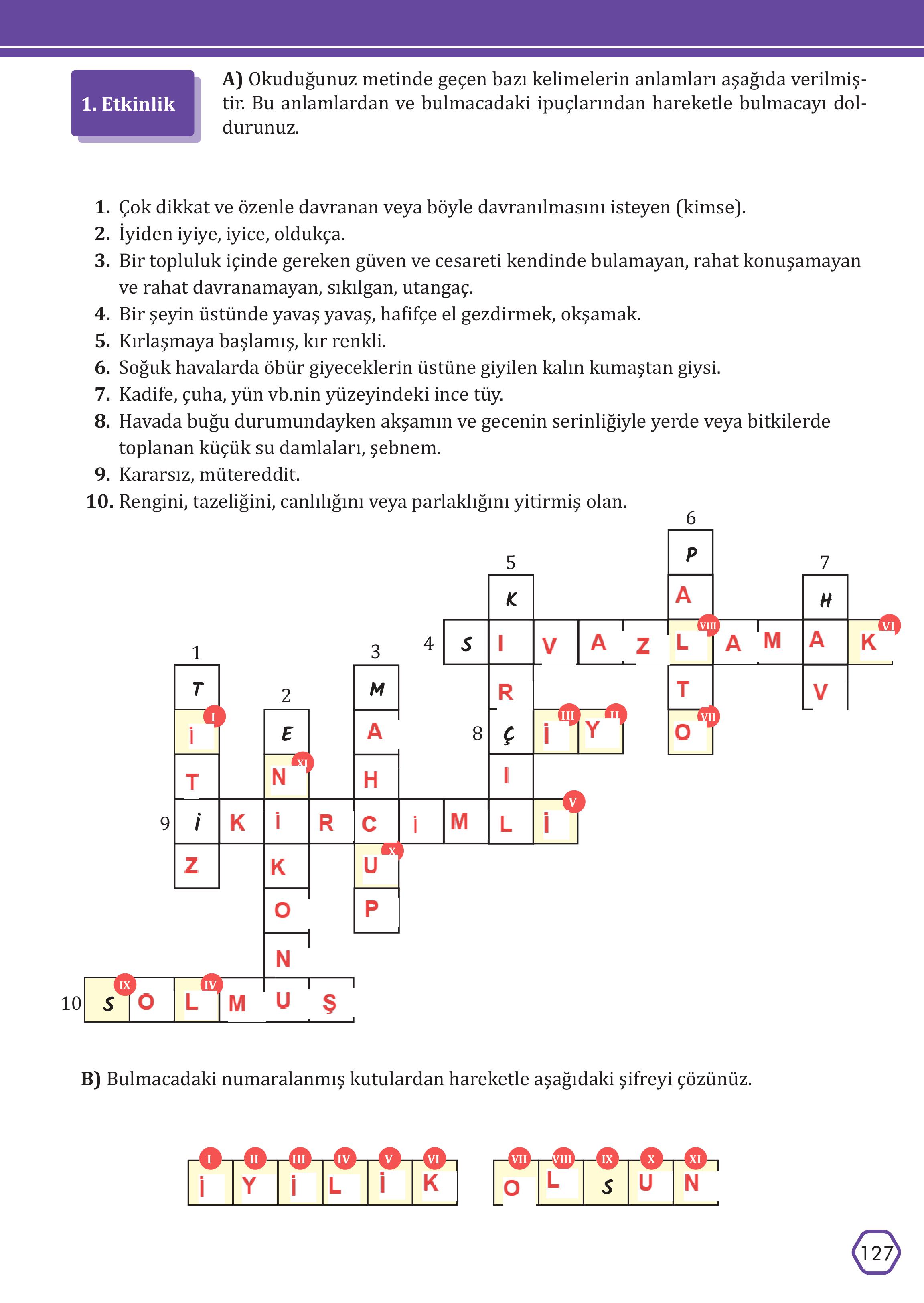 7. Sınıf Meb Yayınları Türkçe Ders Kitabı Sayfa 127 Cevapları