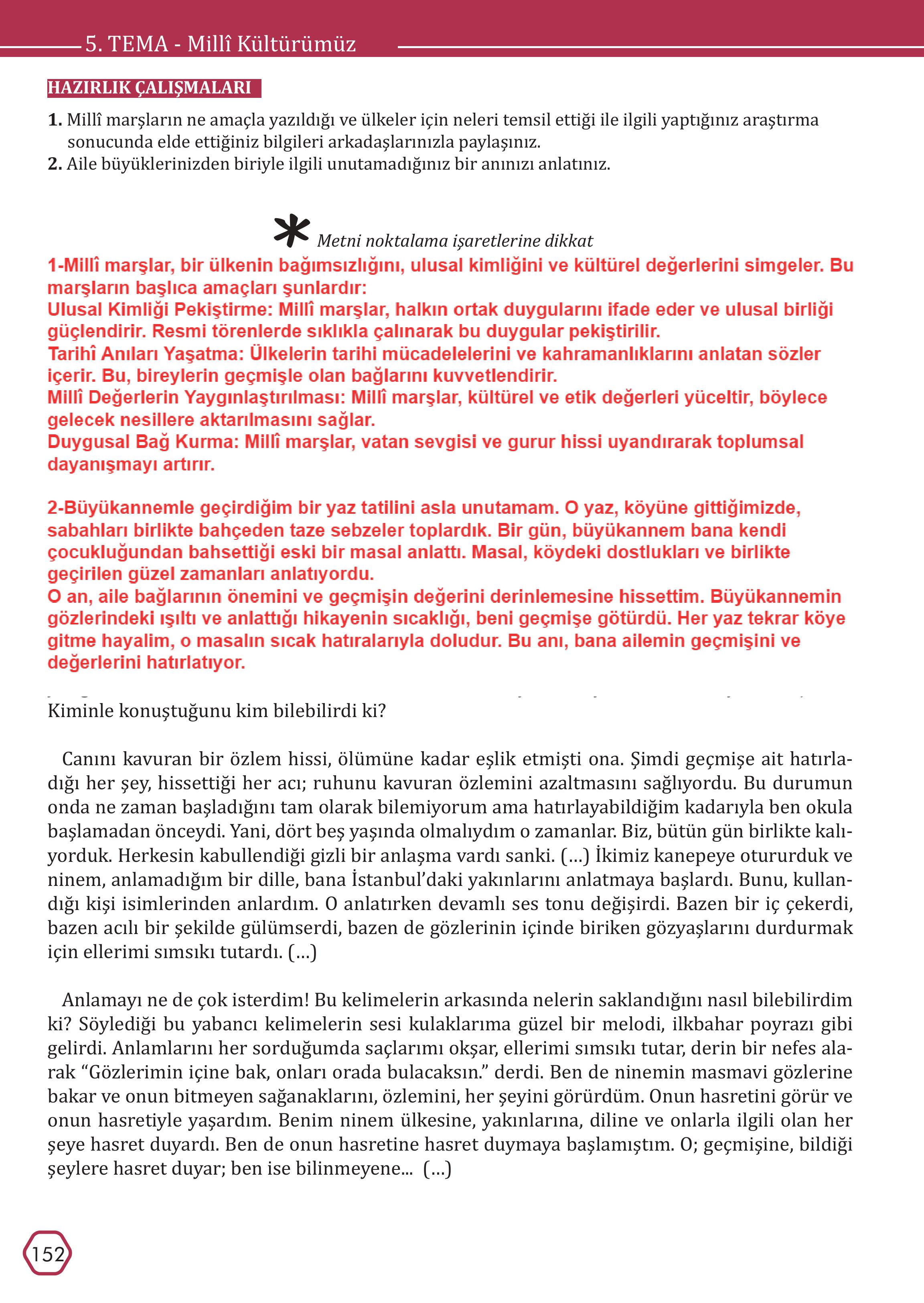 7. Sınıf Meb Yayınları Türkçe Ders Kitabı Sayfa 152 Cevapları