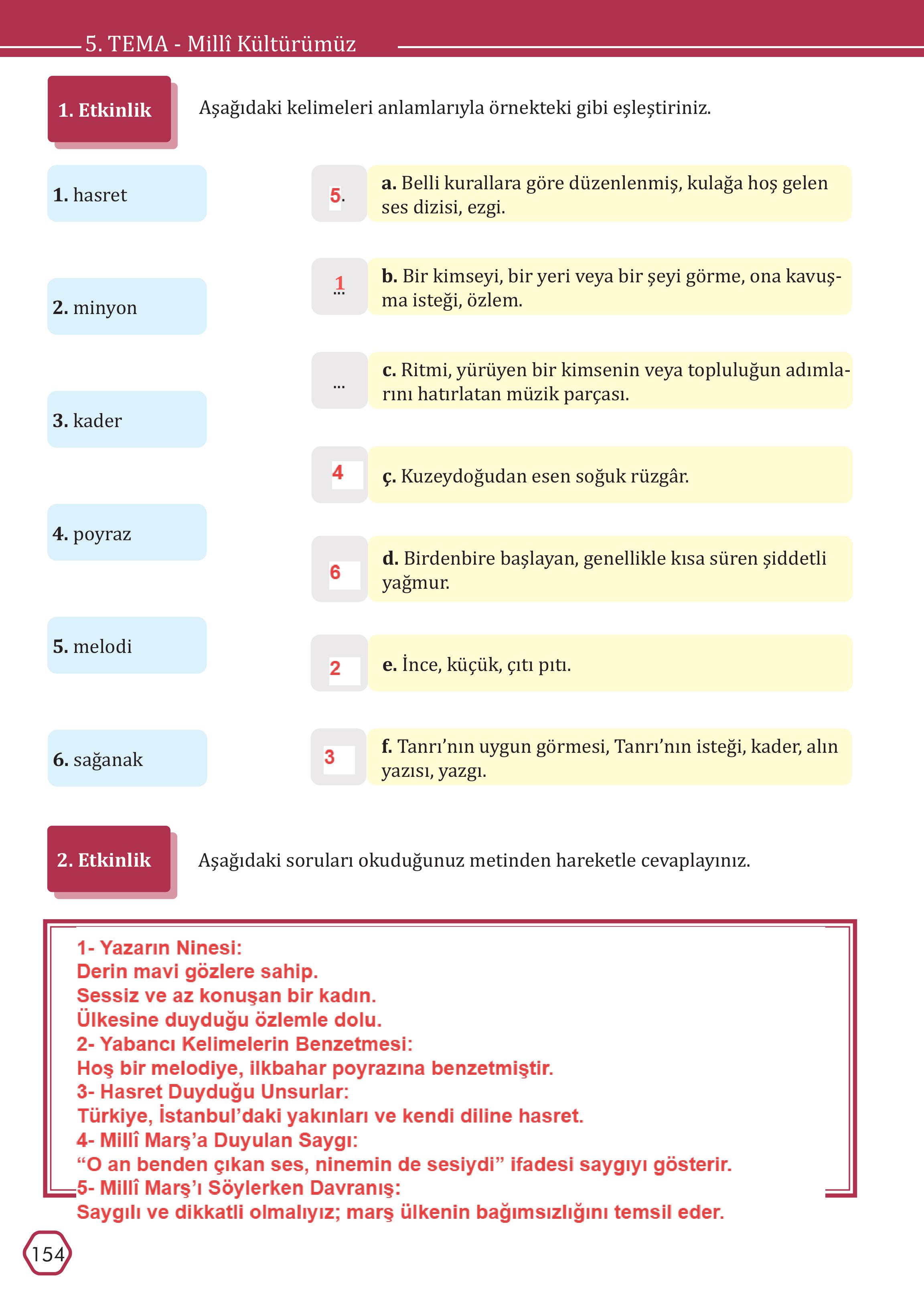 7. Sınıf Meb Yayınları Türkçe Ders Kitabı Sayfa 154 Cevapları 7. Sınıf Meb Yayınları Türkçe Ders Kitabı Sayfa 154 Cevapları