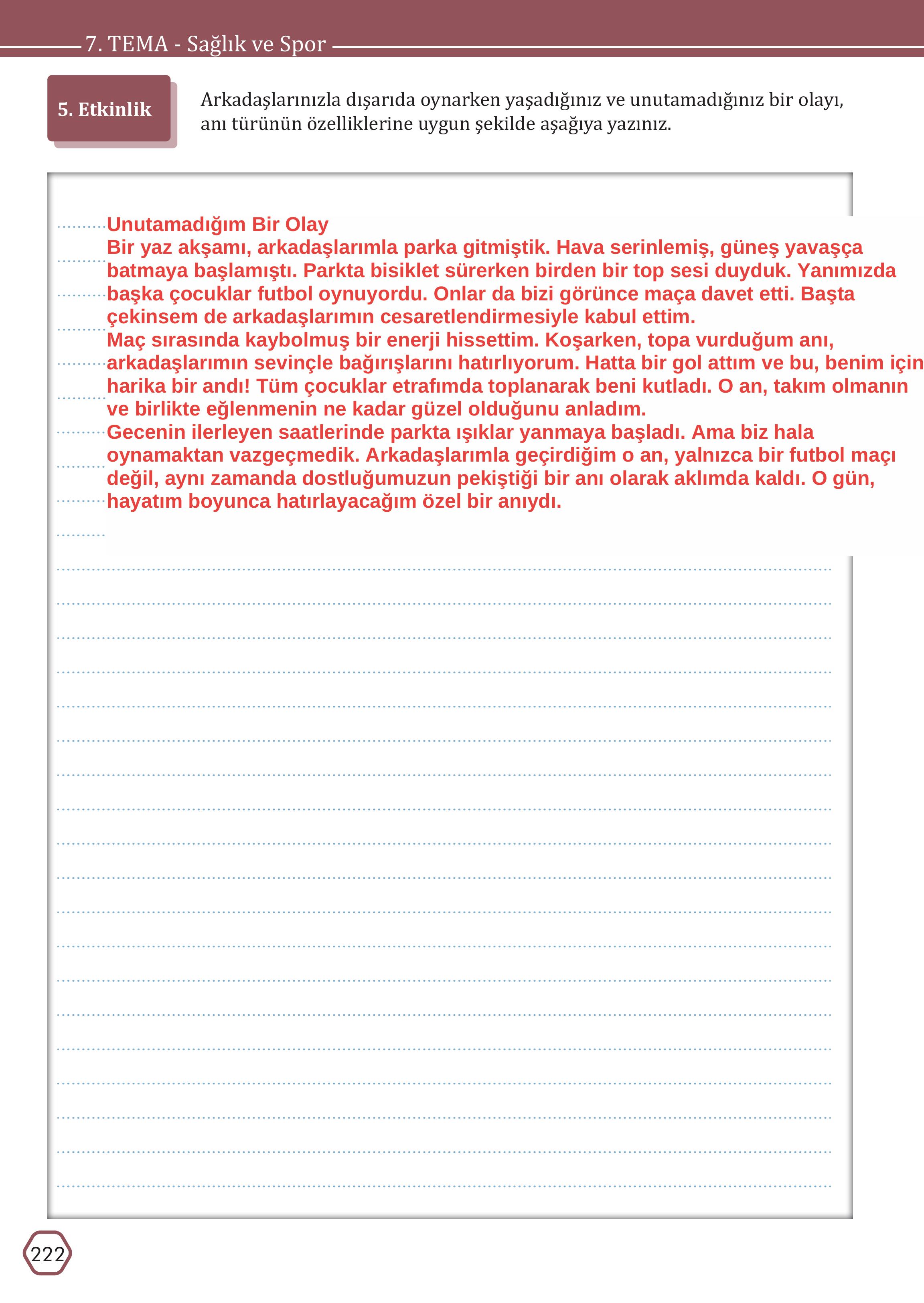 7. Sınıf Meb Yayınları Türkçe Ders Kitabı Sayfa 222 Cevapları