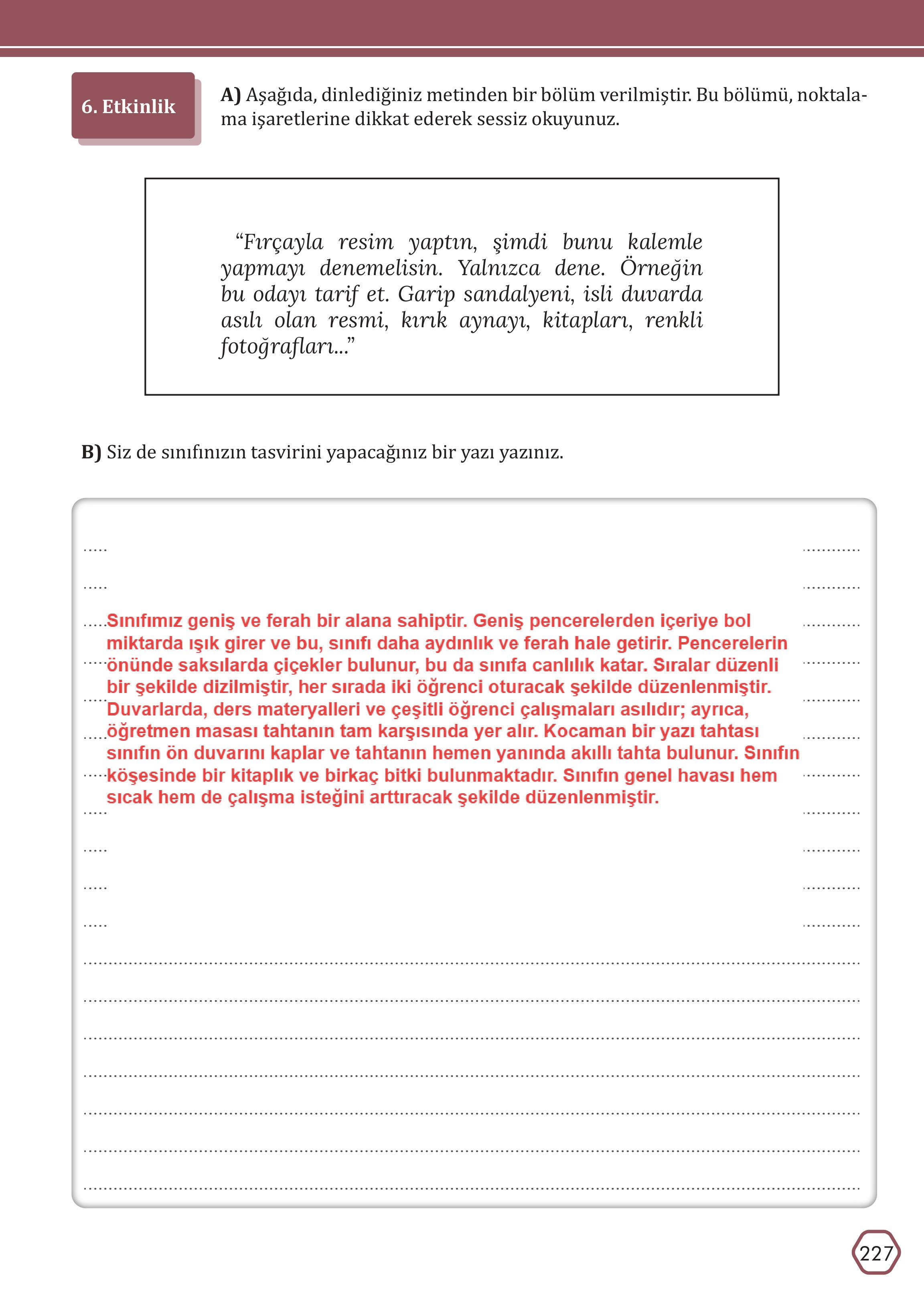 7. Sınıf Meb Yayınları Türkçe Ders Kitabı Sayfa 227 Cevapları