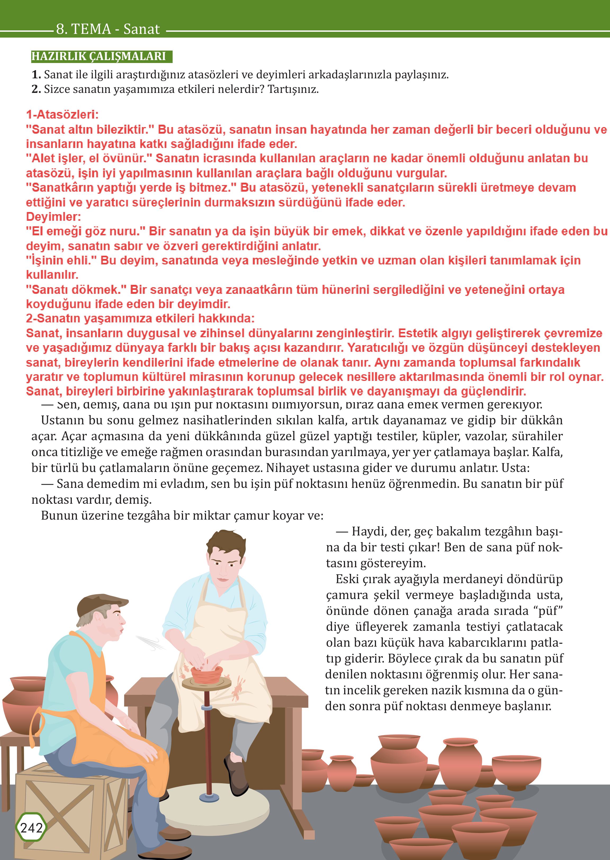 7. Sınıf Meb Yayınları Türkçe Ders Kitabı Sayfa 242 Cevapları