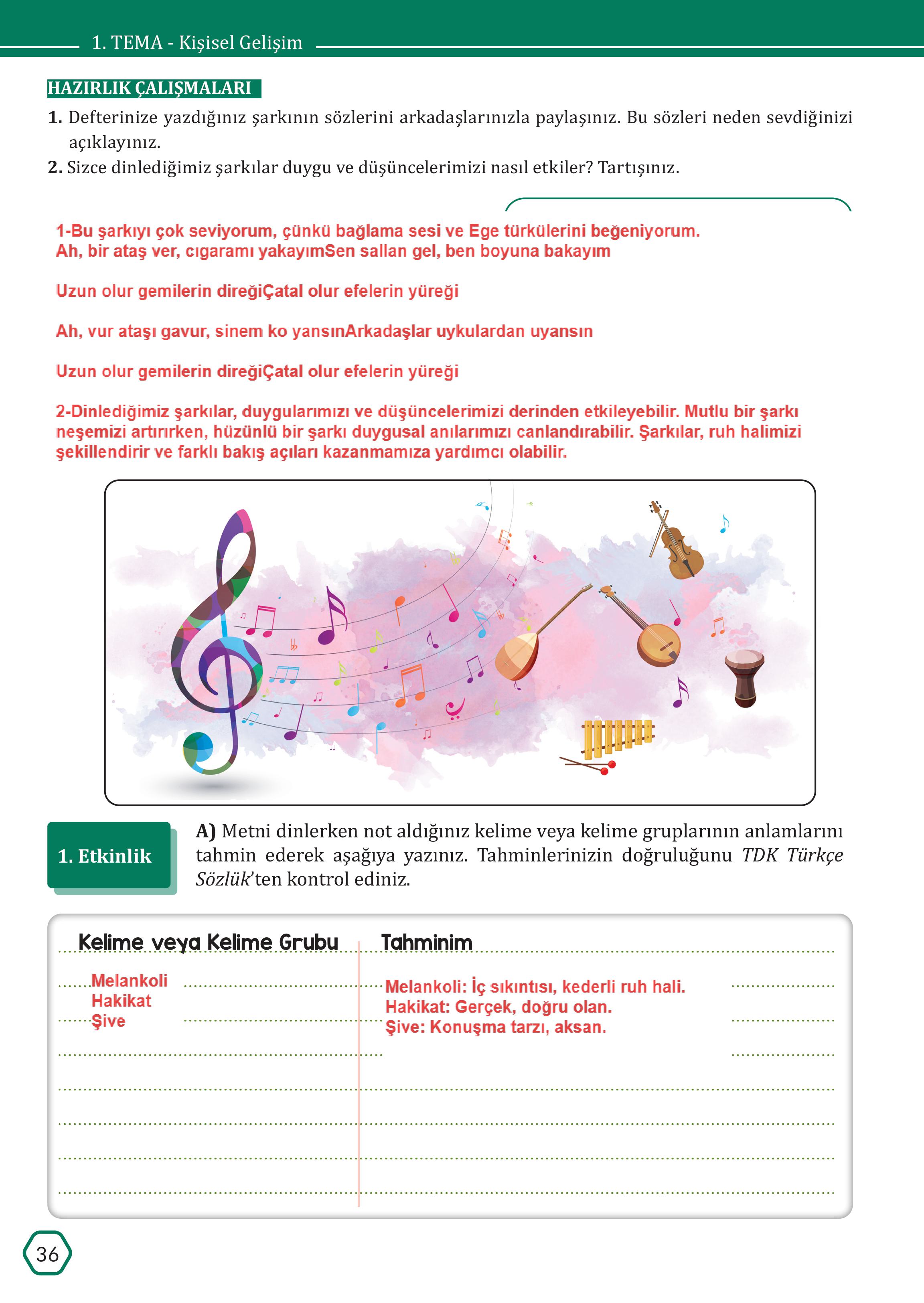 7. Sınıf Meb Yayınları Türkçe Ders Kitabı Sayfa 36 Cevapları 7. Sınıf Meb Yayınları Türkçe Ders Kitabı Sayfa 36 Cevapları