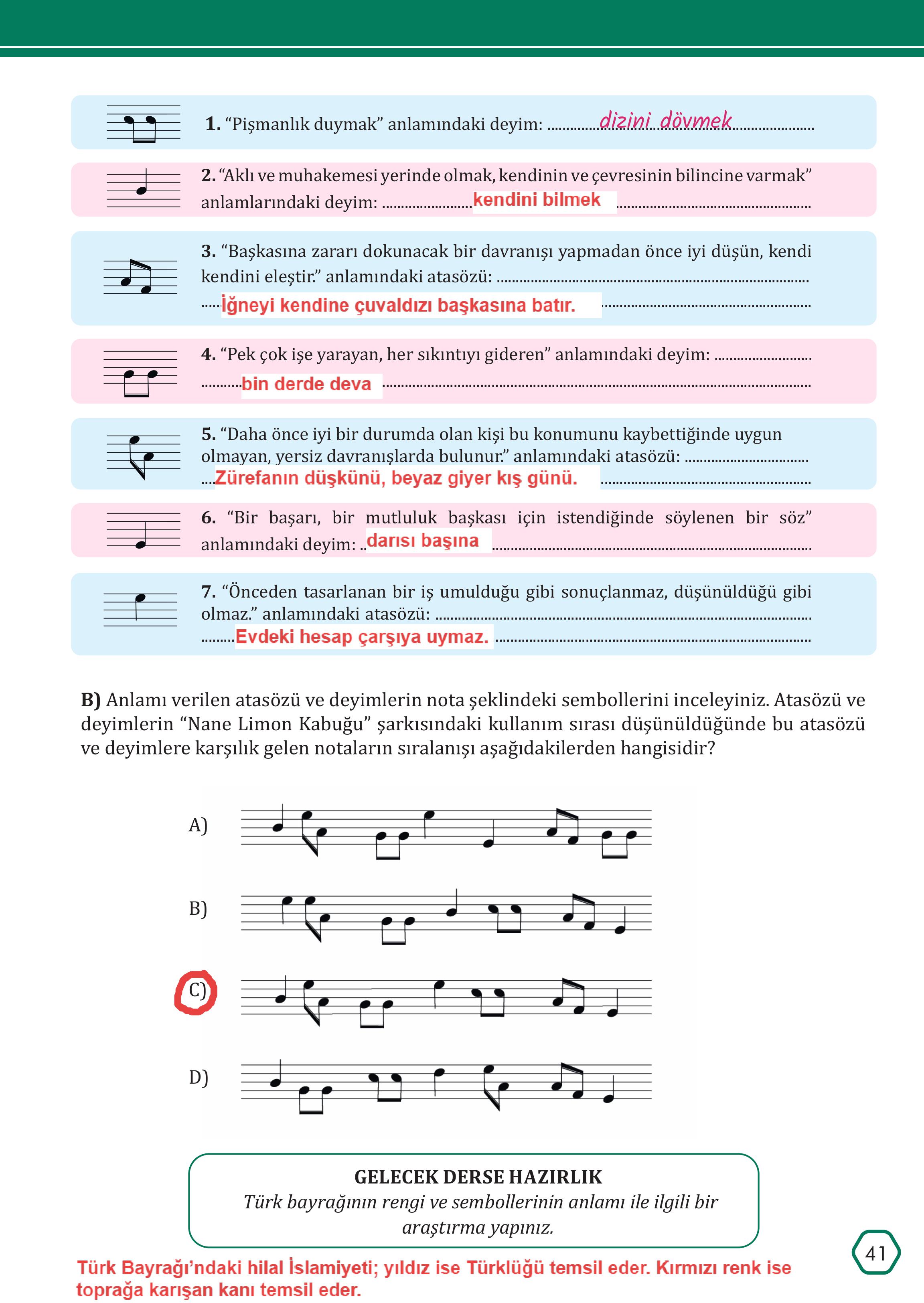 7. Sınıf Meb Yayınları Türkçe Ders Kitabı Sayfa 41 Cevapları
