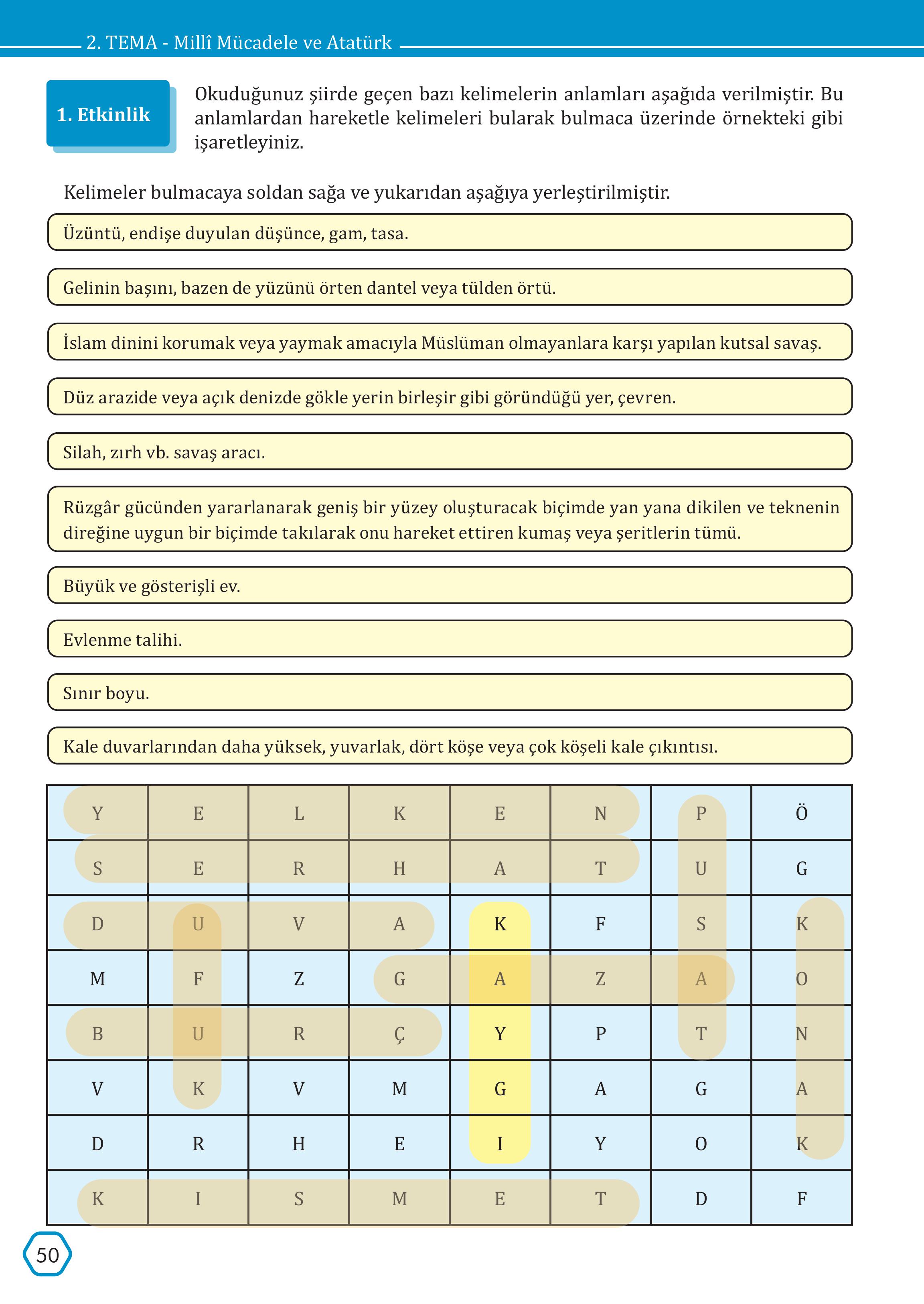 7. Sınıf Meb Yayınları Türkçe Ders Kitabı Sayfa 50 Cevapları 7. Sınıf Meb Yayınları Türkçe Ders Kitabı Sayfa 50 Cevapları