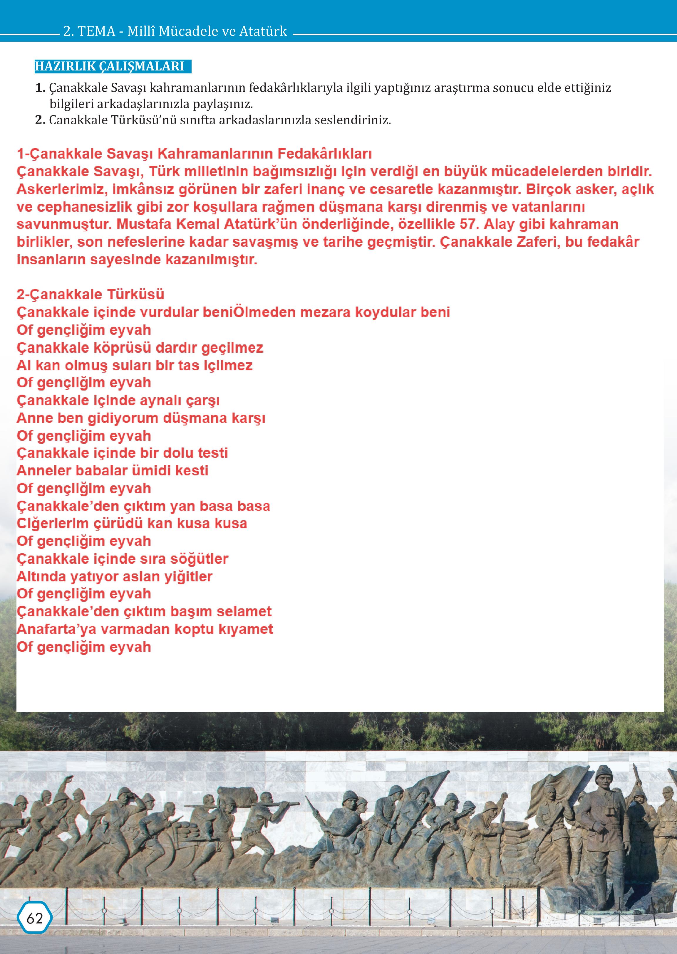 7. Sınıf Meb Yayınları Türkçe Ders Kitabı Sayfa 62 Cevapları