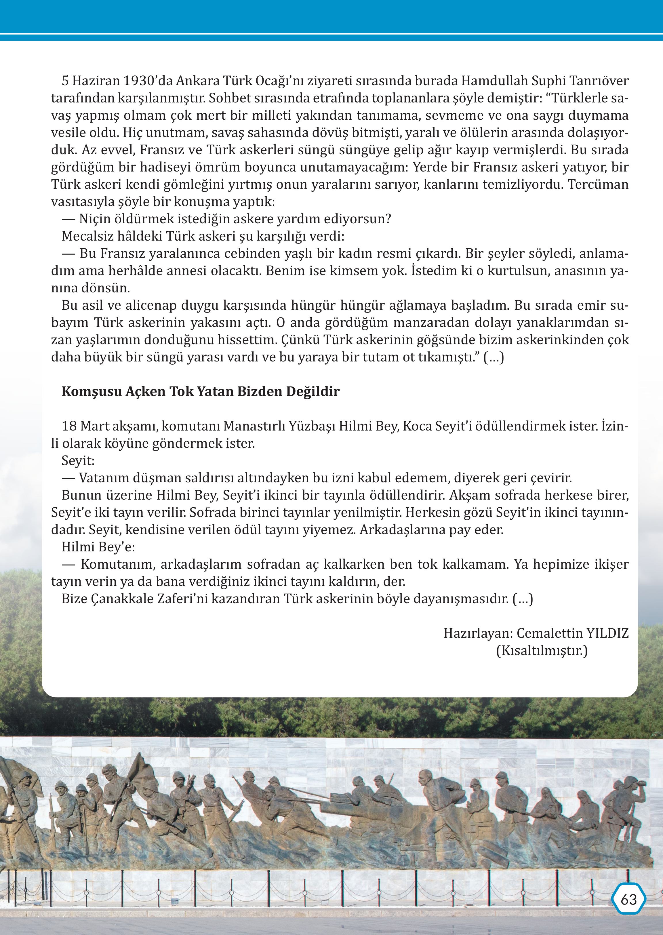 7. Sınıf Meb Yayınları Türkçe Ders Kitabı Sayfa 63 Cevapları