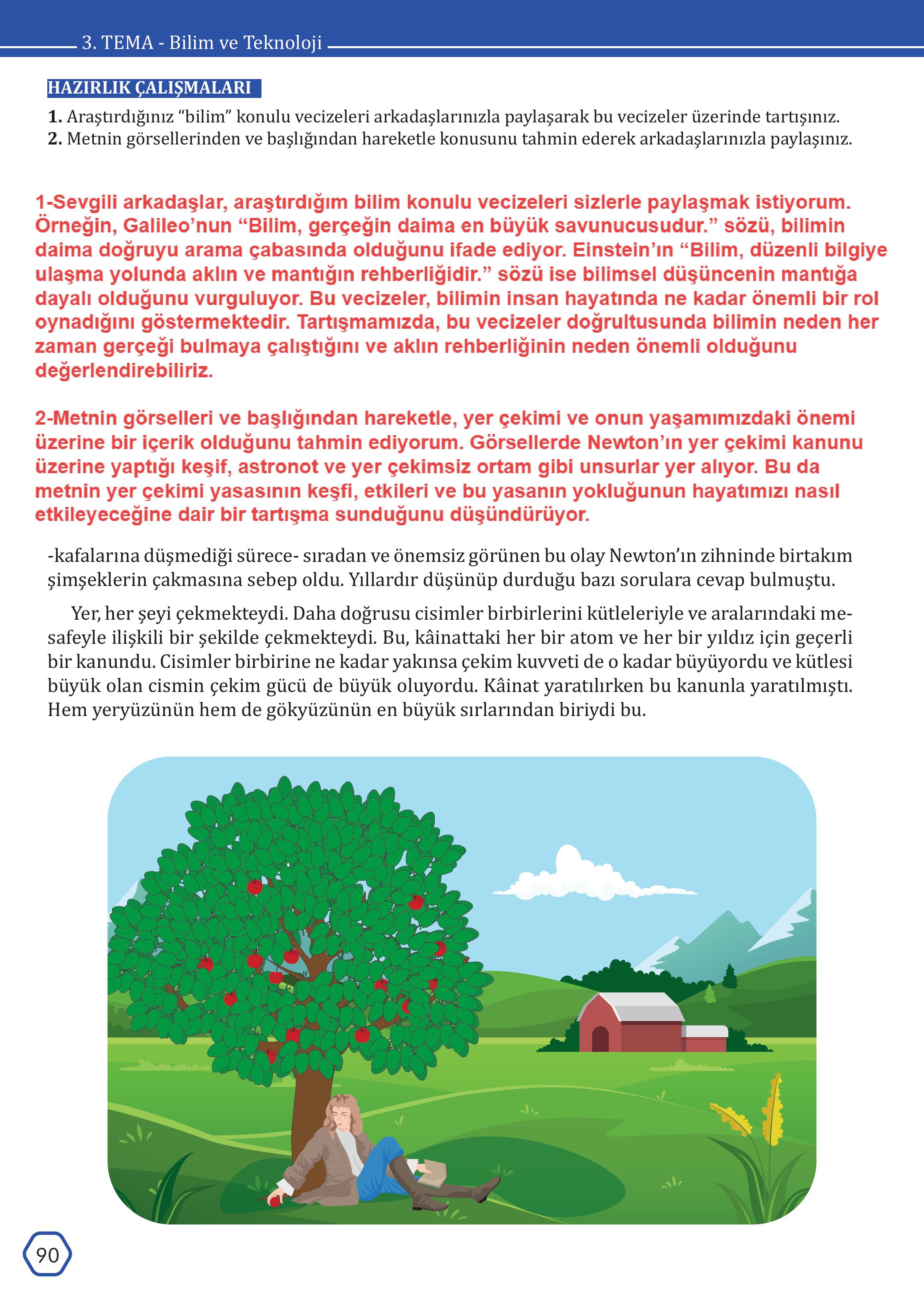 7. Sınıf Meb Yayınları Türkçe Ders Kitabı Sayfa 90 Cevapları