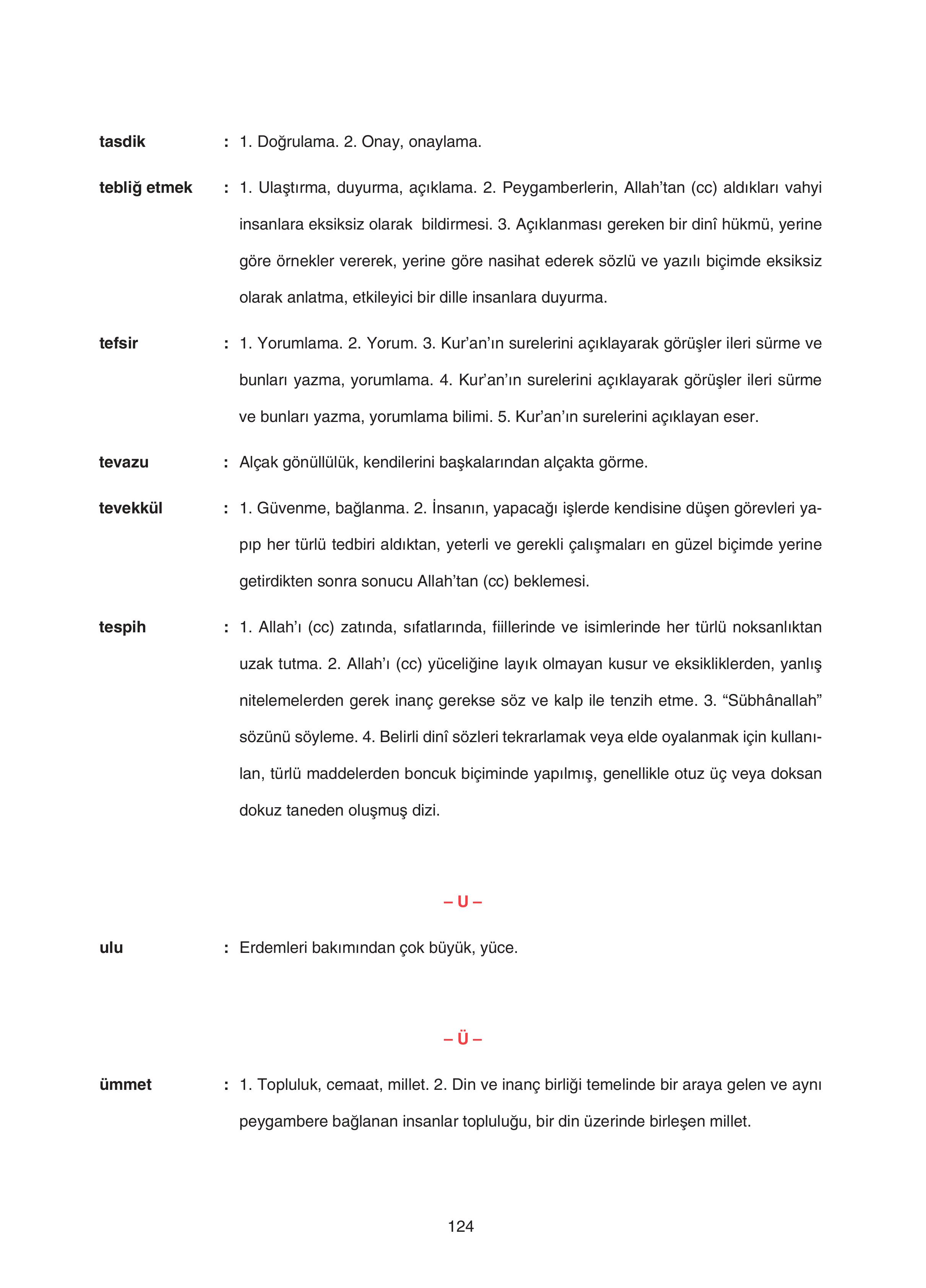 7. Sınıf Sdr Dikey Yayıncılık Kur'an- Kerim Ders Kitabı Sayfa 124 Cevapları