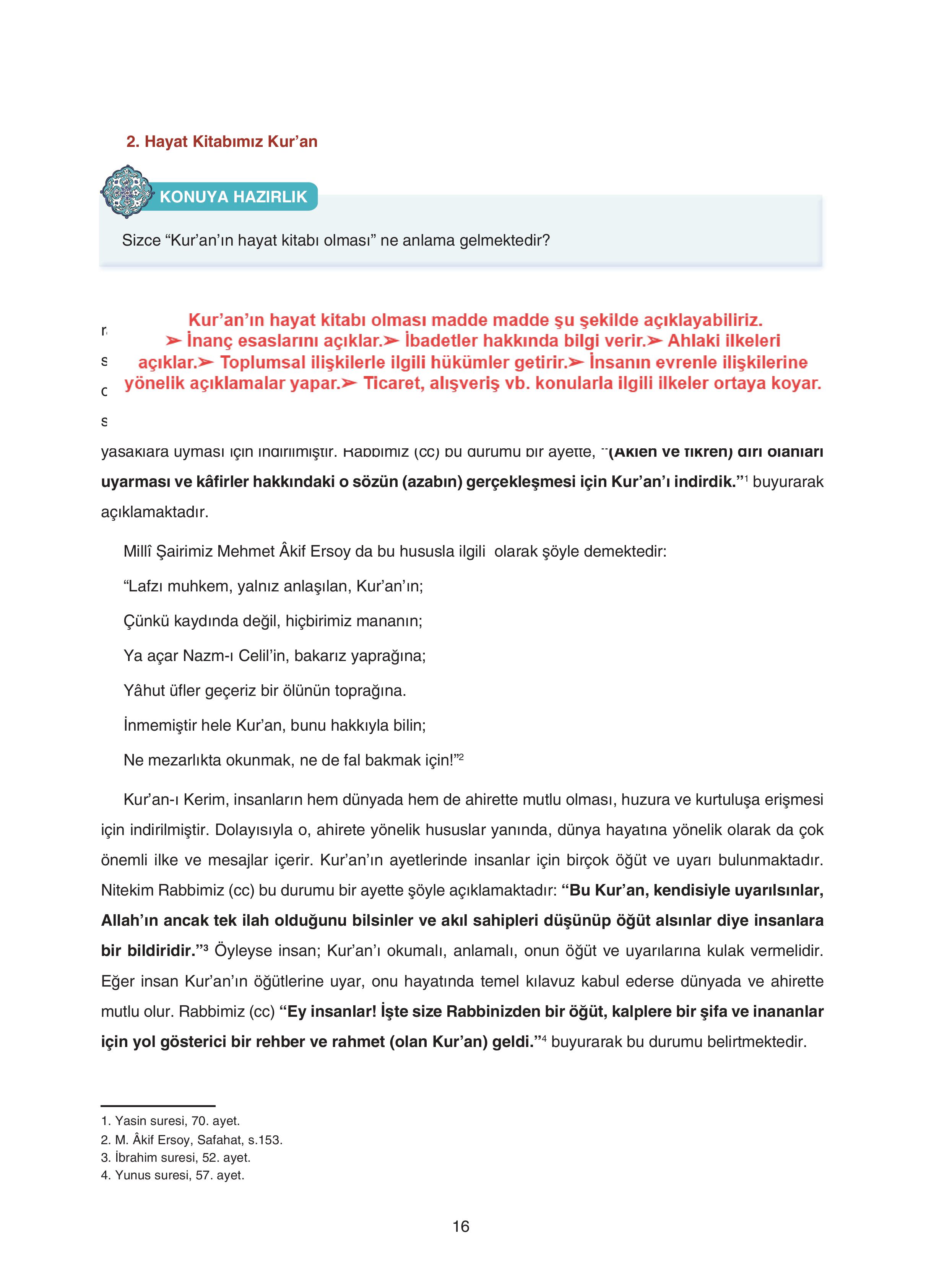 7. Sınıf Sdr Dikey Yayıncılık Kur'an- Kerim Ders Kitabı Sayfa 16 Cevapları