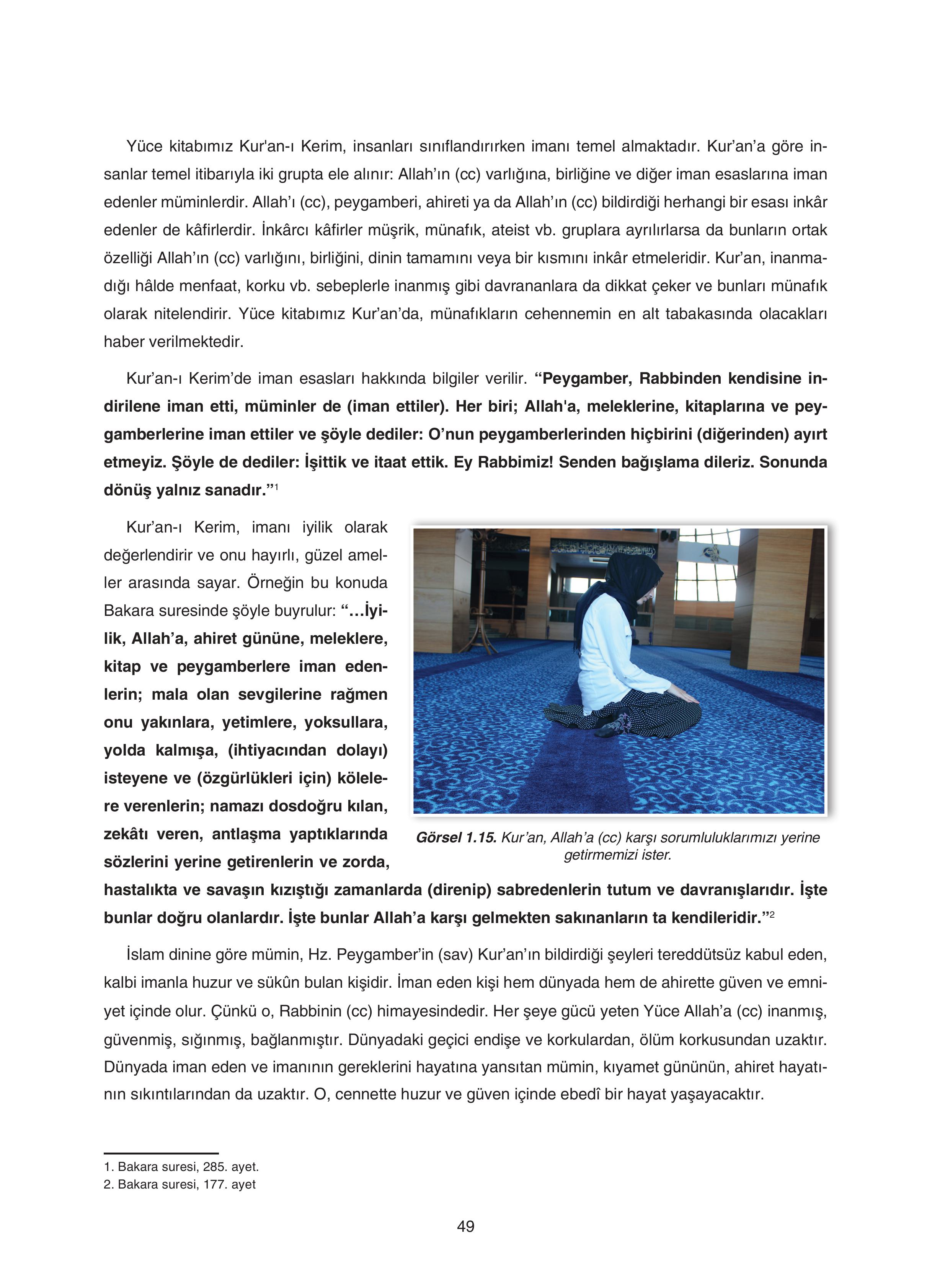 7. Sınıf Sdr Dikey Yayıncılık Kur'an- Kerim Ders Kitabı Sayfa 49 Cevapları