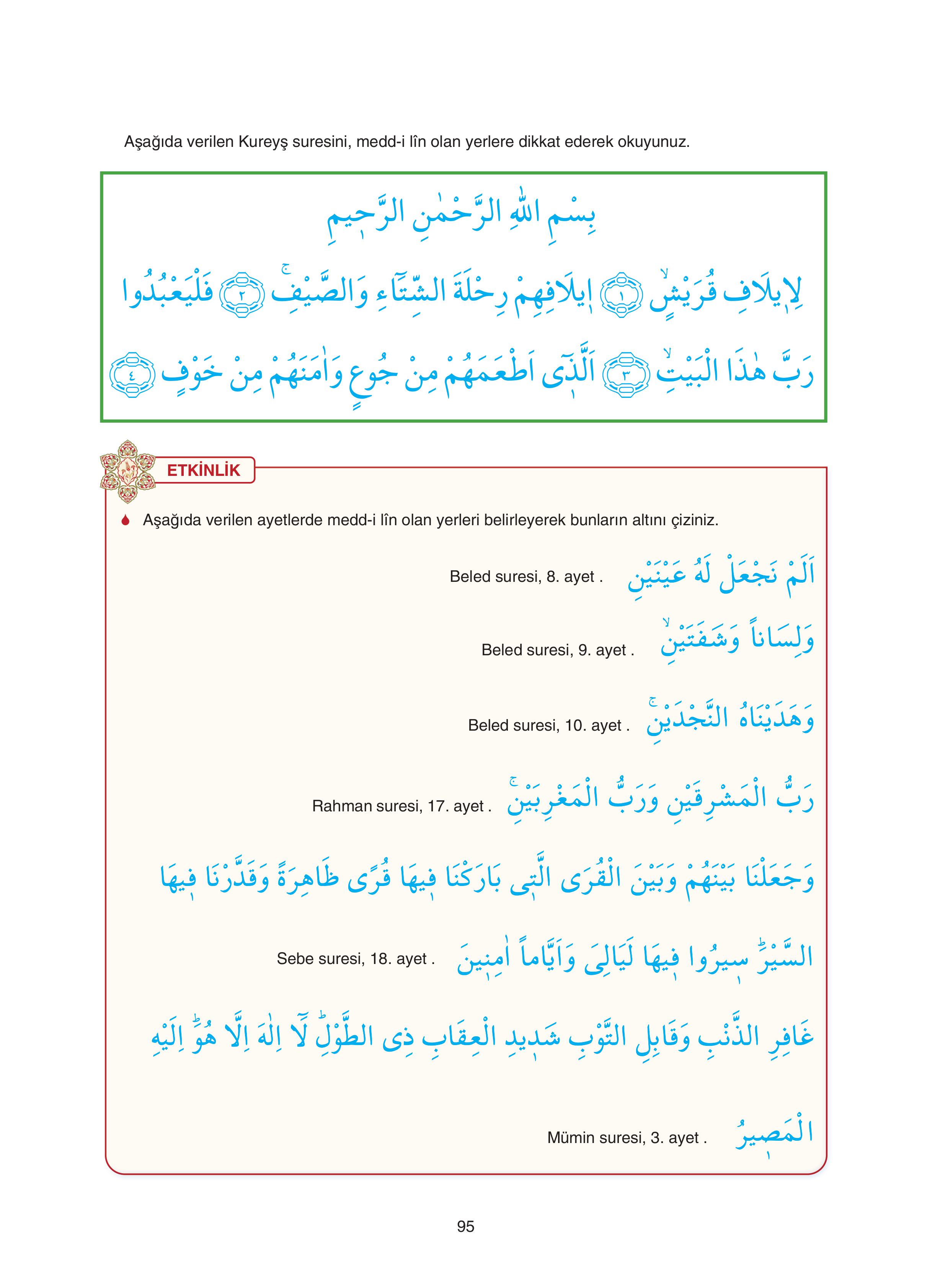 7. Sınıf Sdr Dikey Yayıncılık Kur'an- Kerim Ders Kitabı Sayfa 95 Cevapları