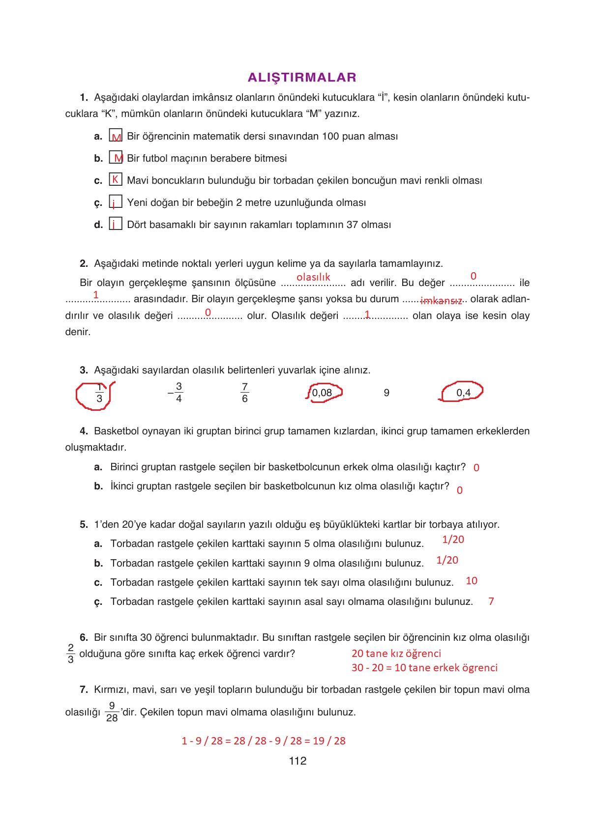 8. Sınıf Ada Yayıncılık Matematik Ders Kitabı Sayfa 112 Cevapları